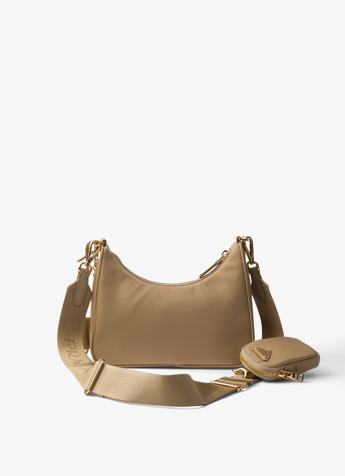 Prada Re-Edition 2005 Re-Nylon schoudertas met leren details - achterkant camel