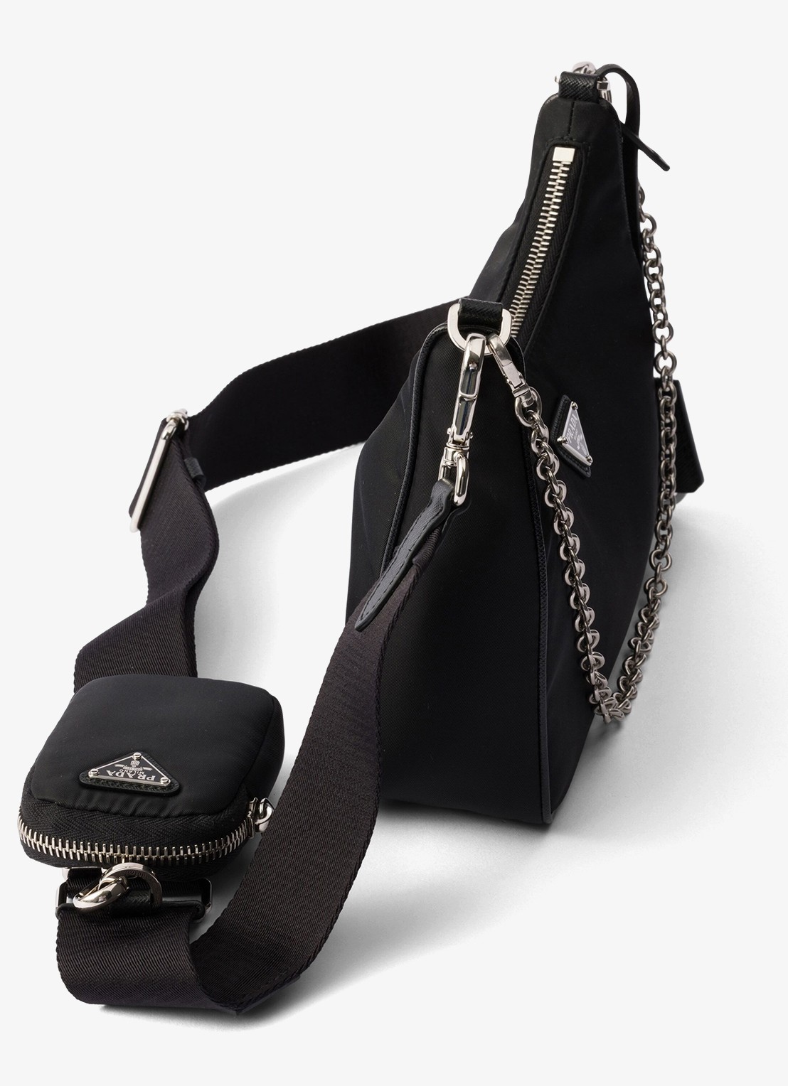 Prada Re-Edition 2005 Re-Nylon schoudertas met leren details - detail zwart