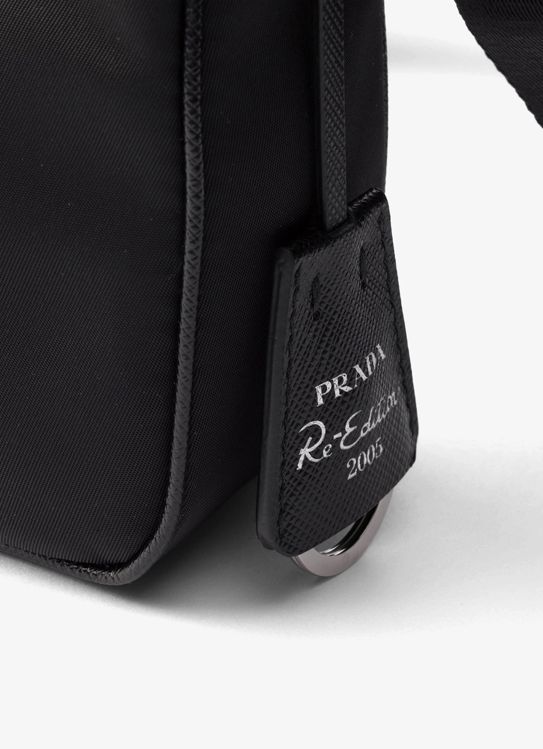 Prada Re-Edition 2005 Re-Nylon schoudertas met leren details - detail 2 zwart