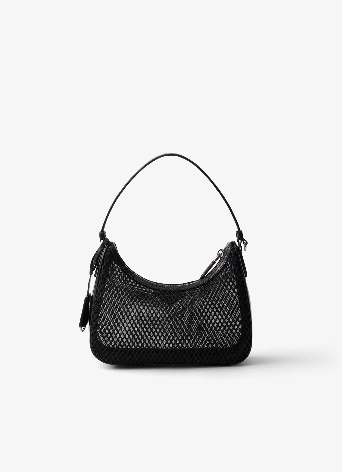 Prada Re-Edition 2005 schoudertas van mesh met leren details - achterkant zwart