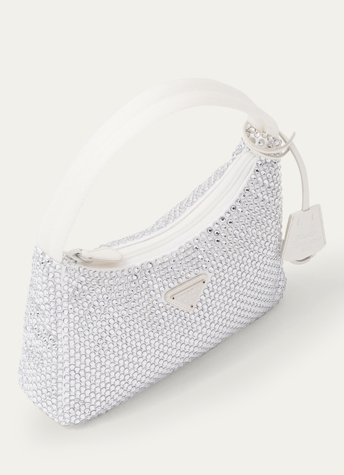 Prada Re-Edition Mini handtas van satijn met strass - detail 3 wit