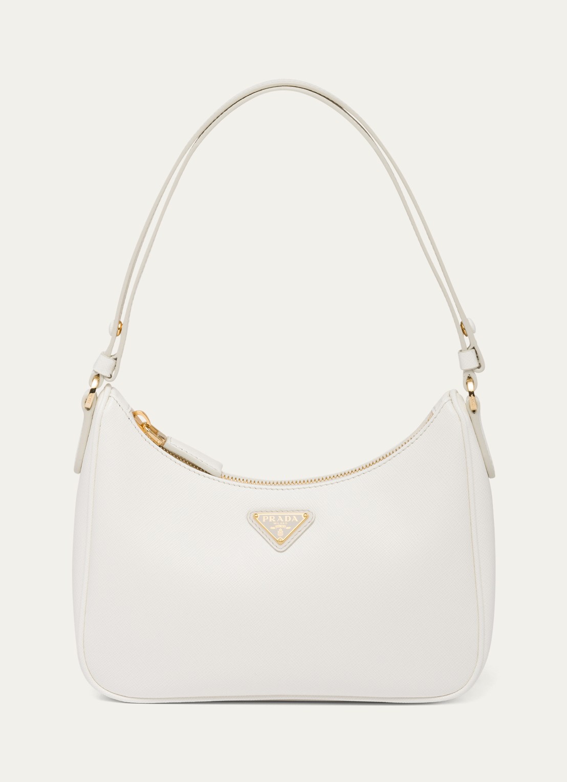 Prada Re-Edition Mini schoudertas van kalfsleer - voorkant 4 gebroken wit