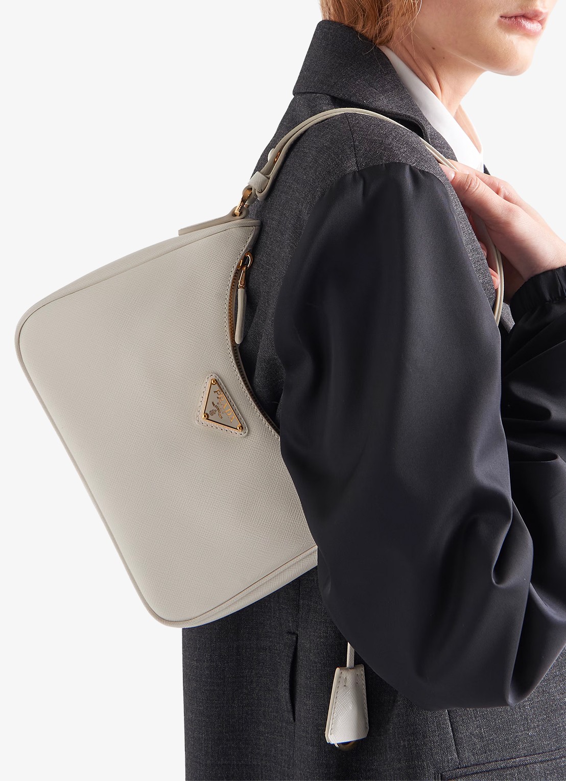 Prada Re-Edition Mini schoudertas van kalfsleer - voorkant 4 wit