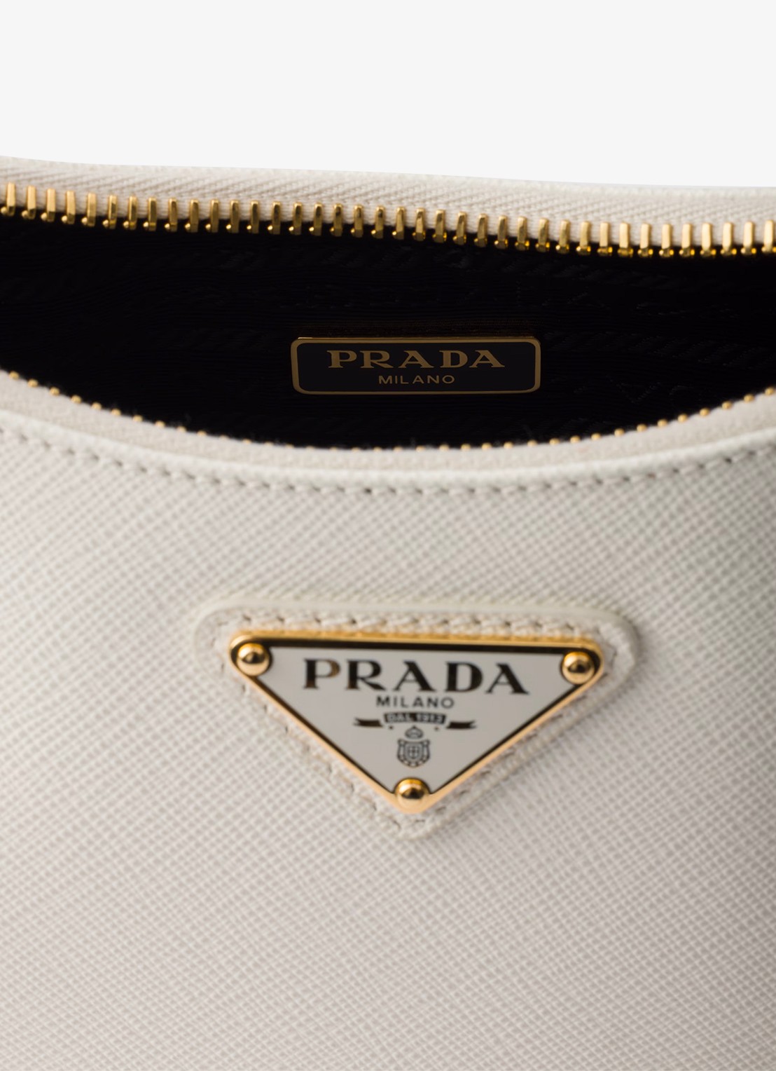 Prada Re-Edition Mini schoudertas van kalfsleer - detail 2 gebroken wit