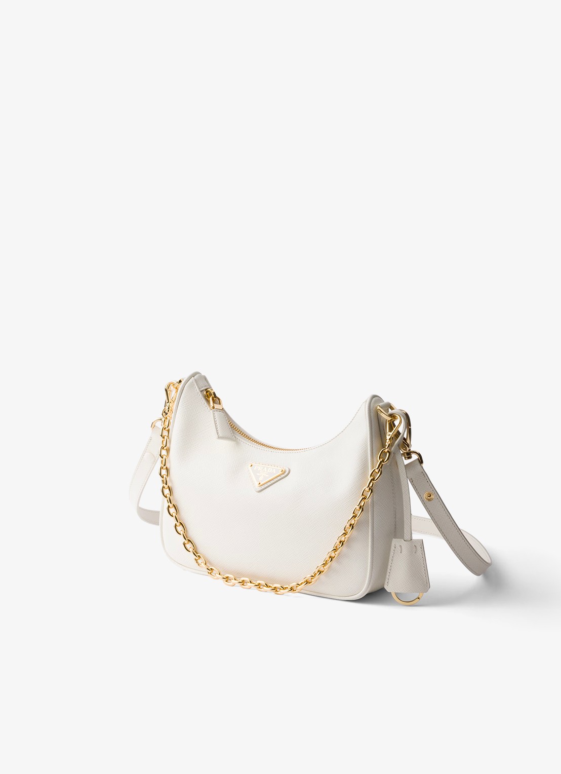 Prada Re-Edition Mini schoudertas van kalfsleer - voorkant 6 gebroken wit