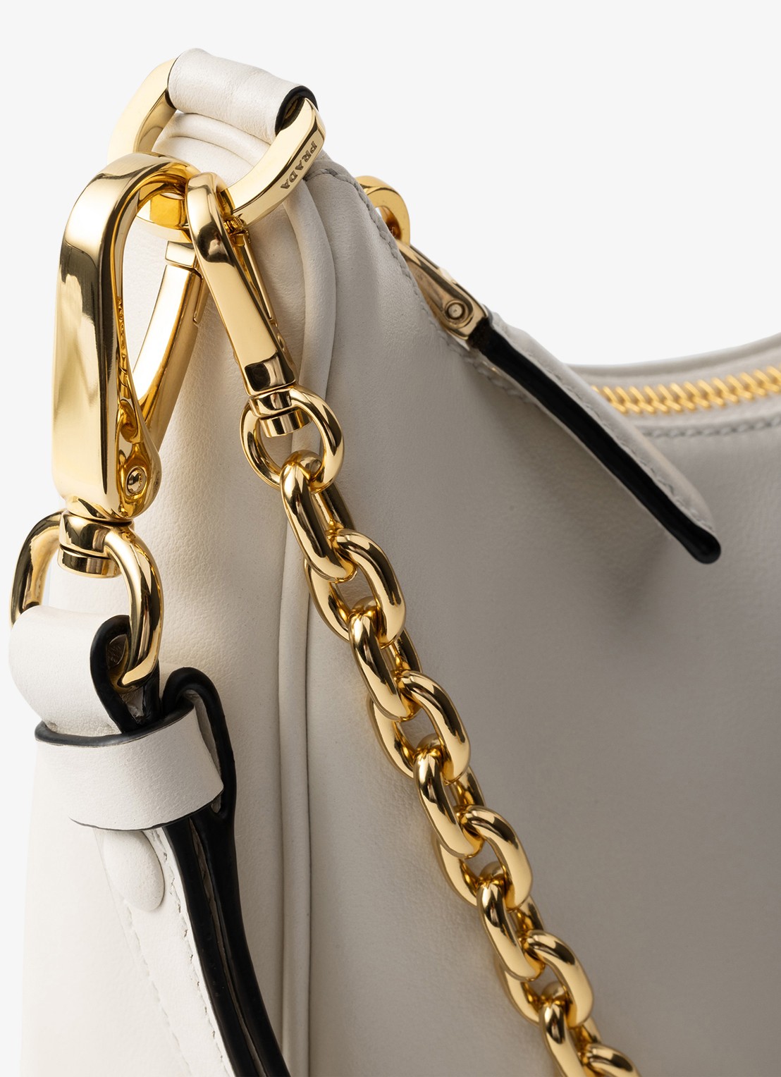 Prada Re-Edition Mini schoudertas van kalfsleer - detail 2 gebroken wit