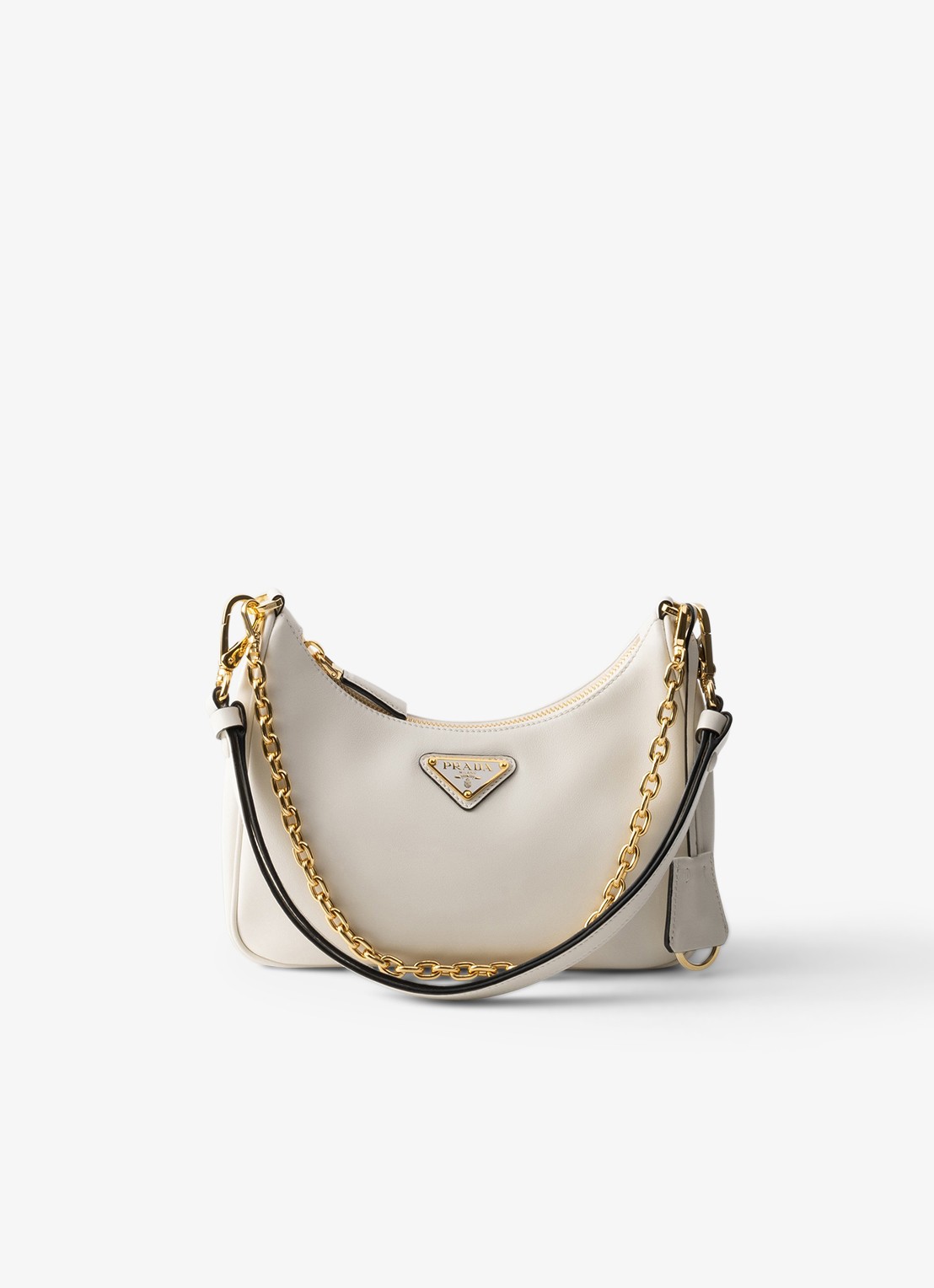 Prada Re-Edition Mini schoudertas van kalfsleer - voorkant 3 gebroken wit