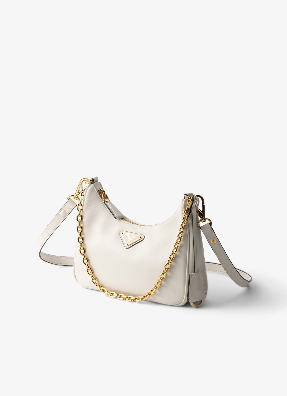 Prada Re-Edition Mini schoudertas van kalfsleer - voorkant 4 gebroken wit