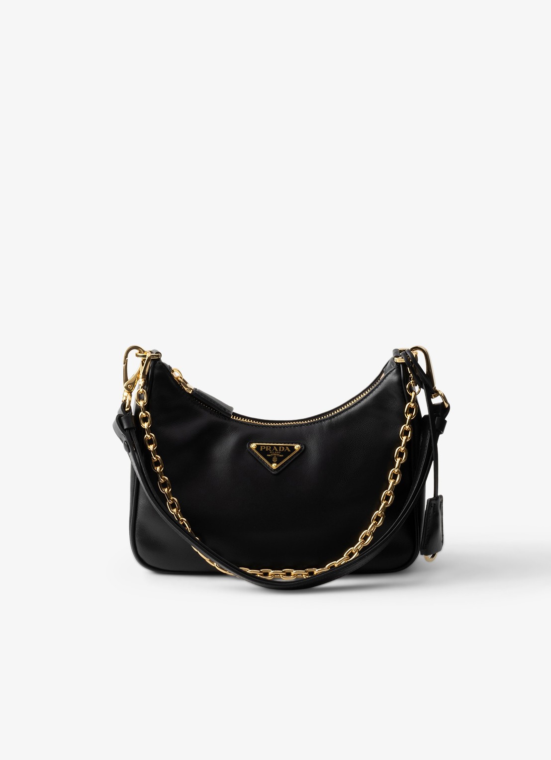 Prada Re-Edition Mini schoudertas van kalfsleer - voorkant zwart
