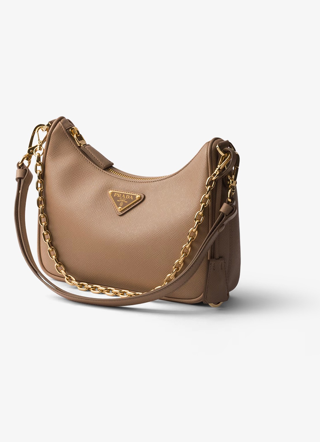 Prada Re-Edition Mini schoudertas van kalfsleer - voorkant 5 lichtbruin