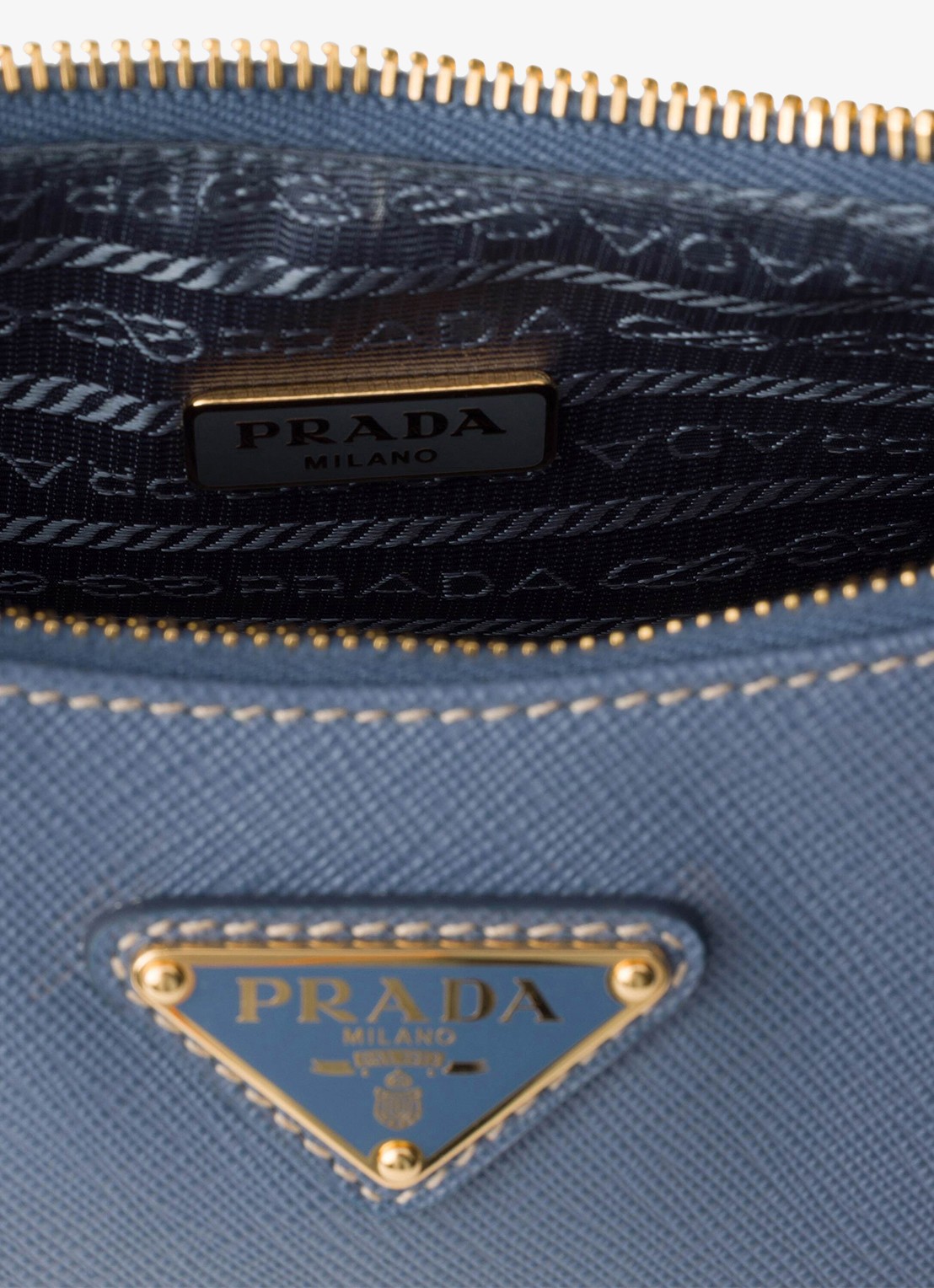 Prada Re-Edition Mini schoudertas van kalfsleer - detail 4 staalblauw