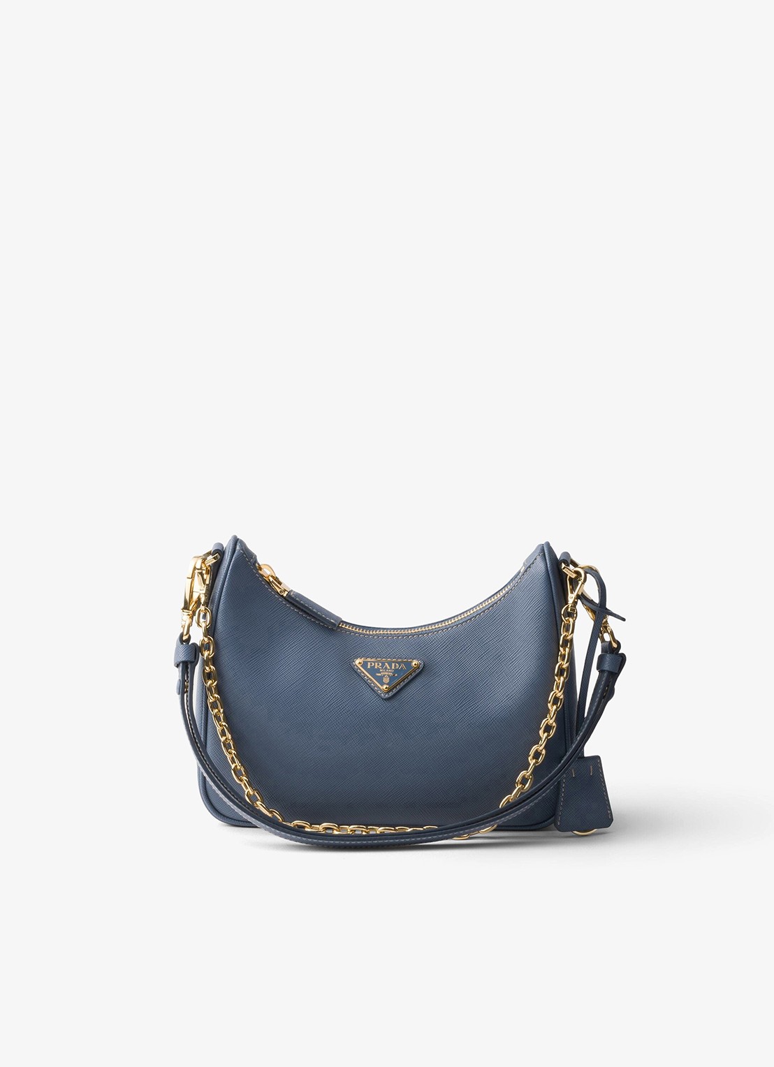 Prada Re-Edition Mini schoudertas van kalfsleer - voorkant staalblauw