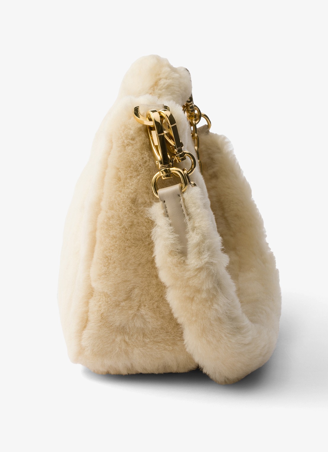 Prada Re-Edition Mini schoudertas van lamsvacht - detail 6 beige