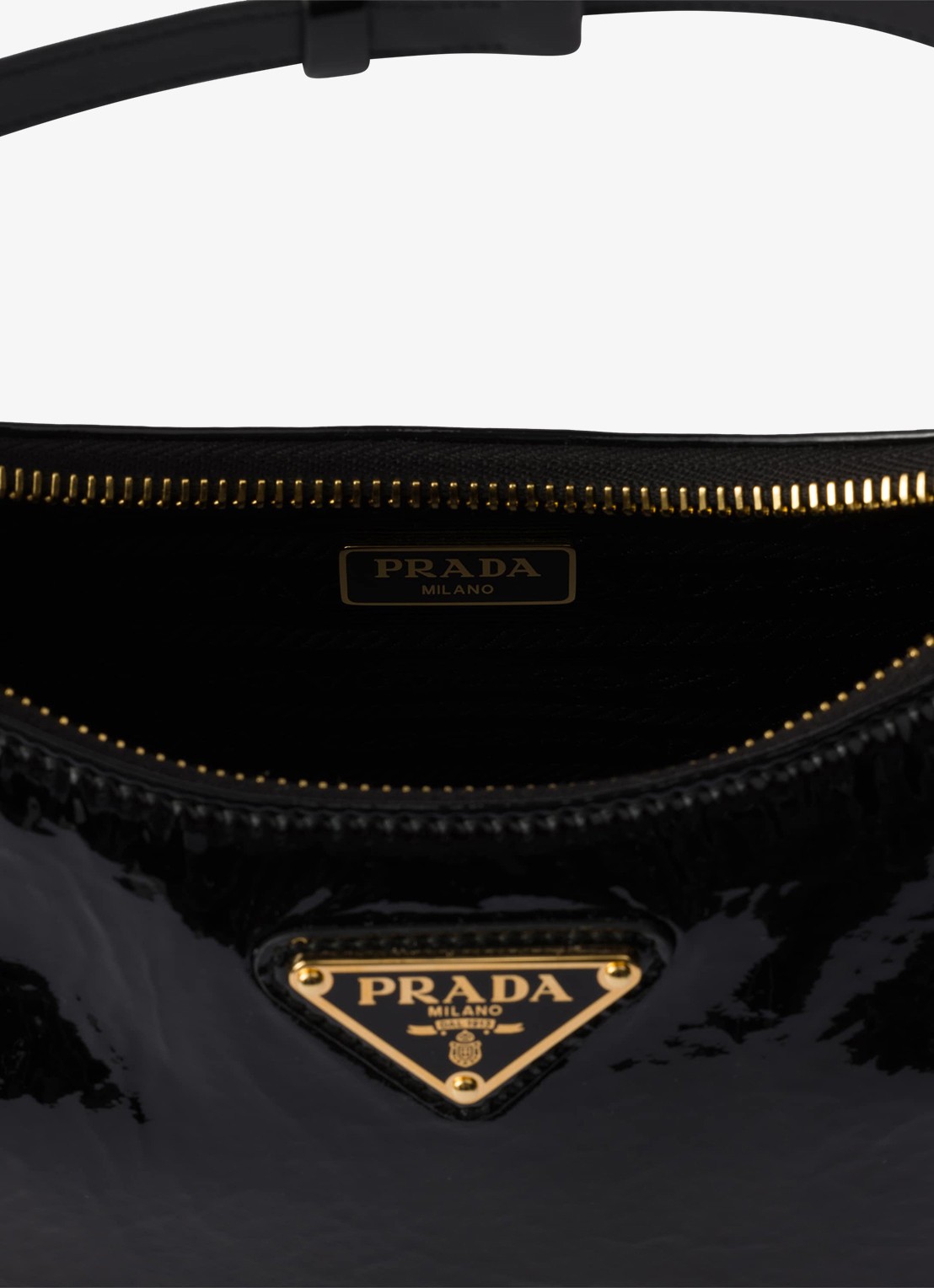 Prada Re-Edition schoudertas van lakleer - detail 5 zwart