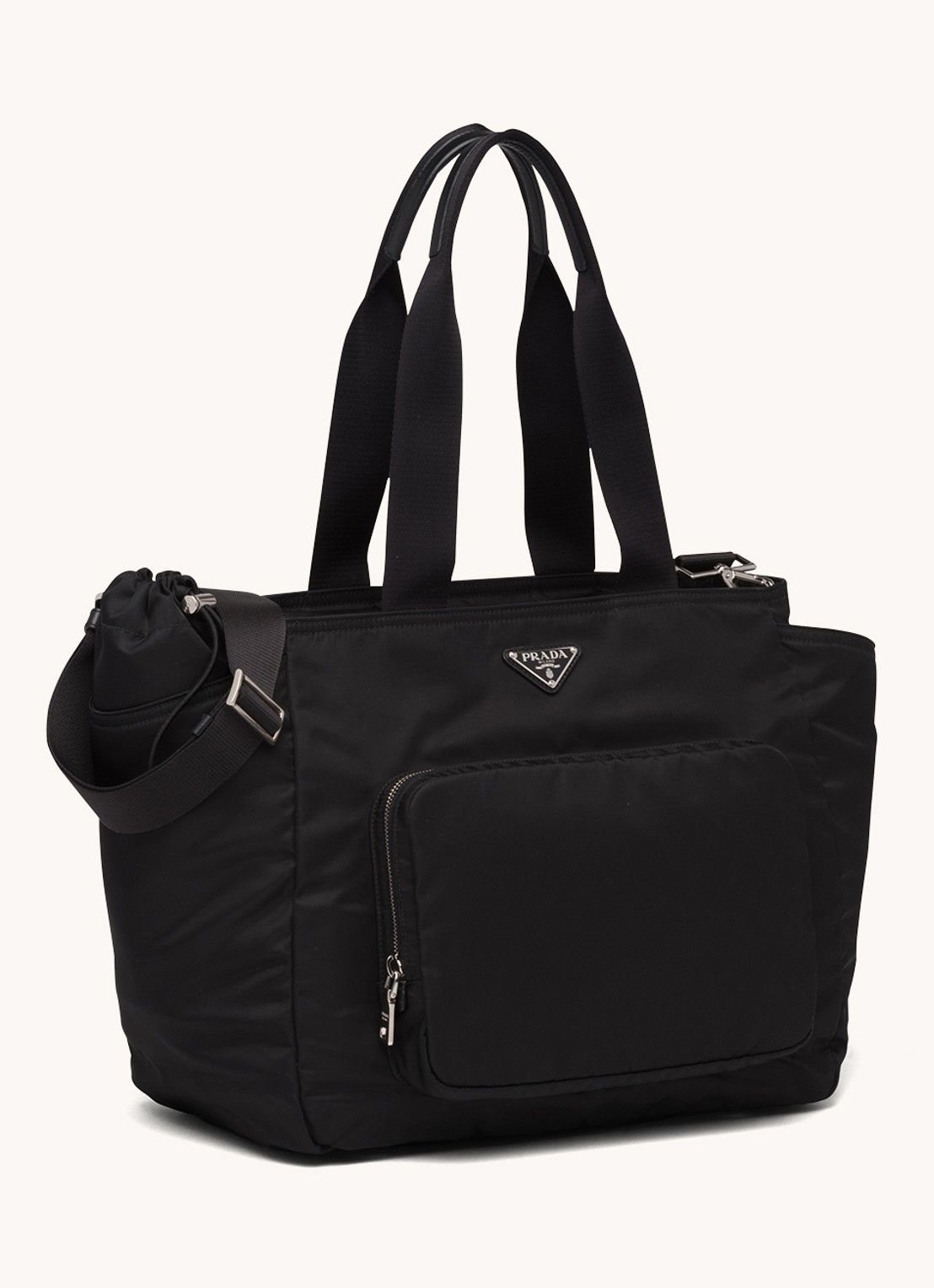Prada Re-Nylon Baby schoudertas met afneembare schouderriem - voorkant 3 zwart