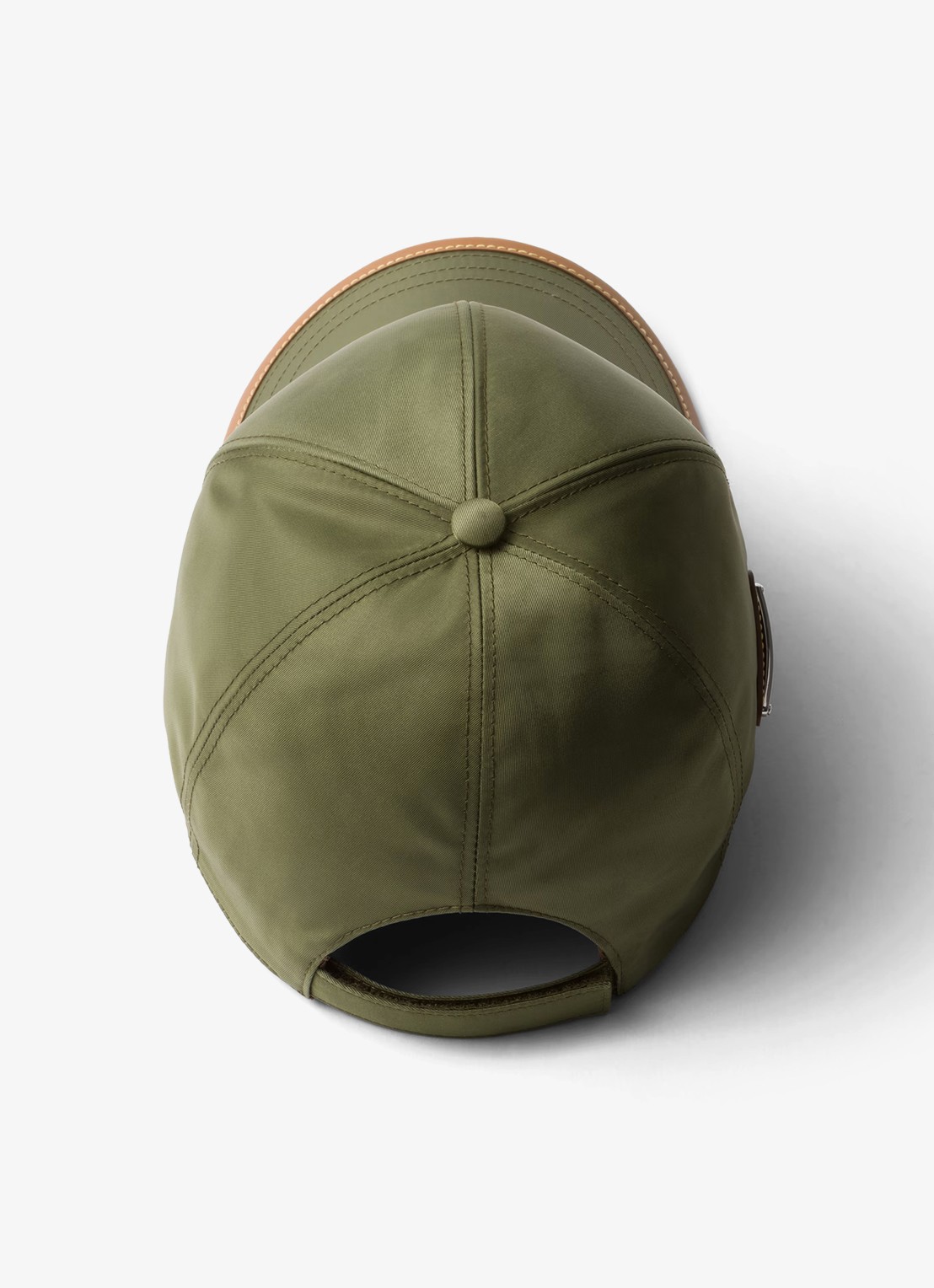 Prada Re-Nylon baseball pet met logo en leren details - achterkant mosgroen