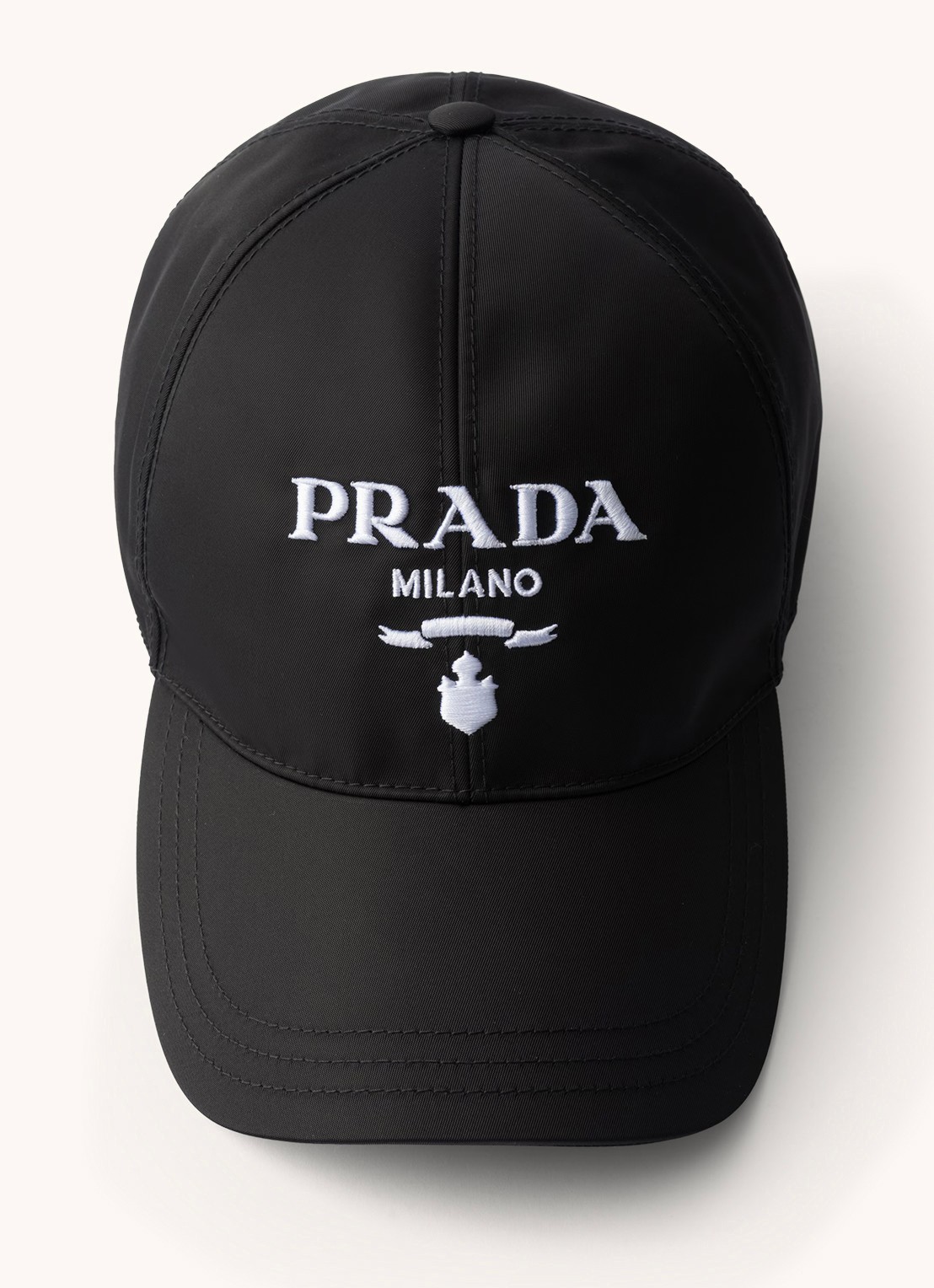 Prada Re-Nylon baseball pet met logo - detail zwart