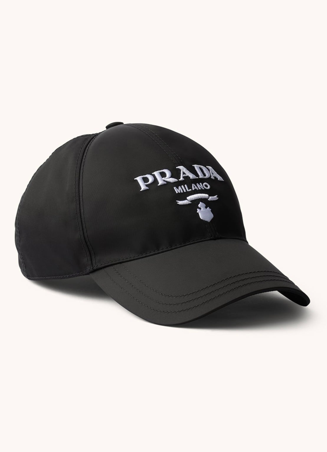 Prada Re-Nylon baseball pet met logo - voorkant 3 zwart