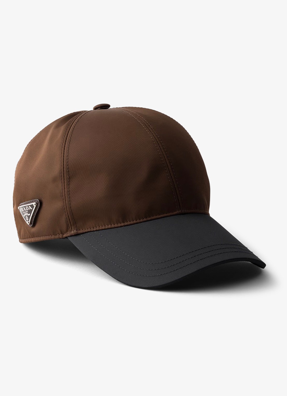 Prada Re-Nylon baseball pet met logo - voorkant 3 bruin