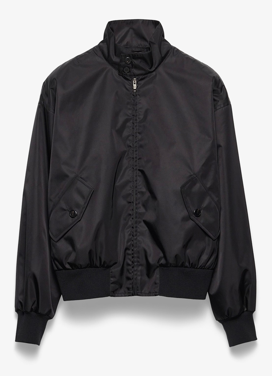 Prada Re-Nylon bomberjack met klepzakken - voorkant zwart