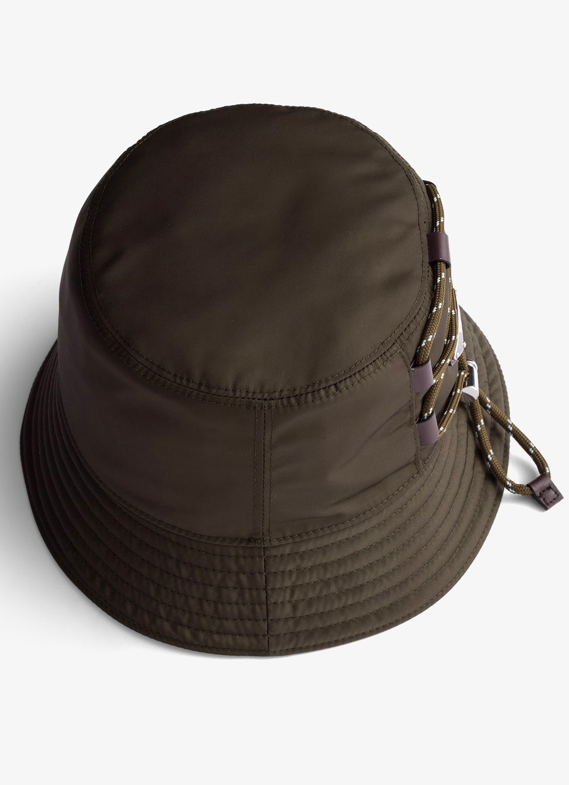 Prada Re-Nylon bucket hoed met leren details - voorkant 2 legergroen