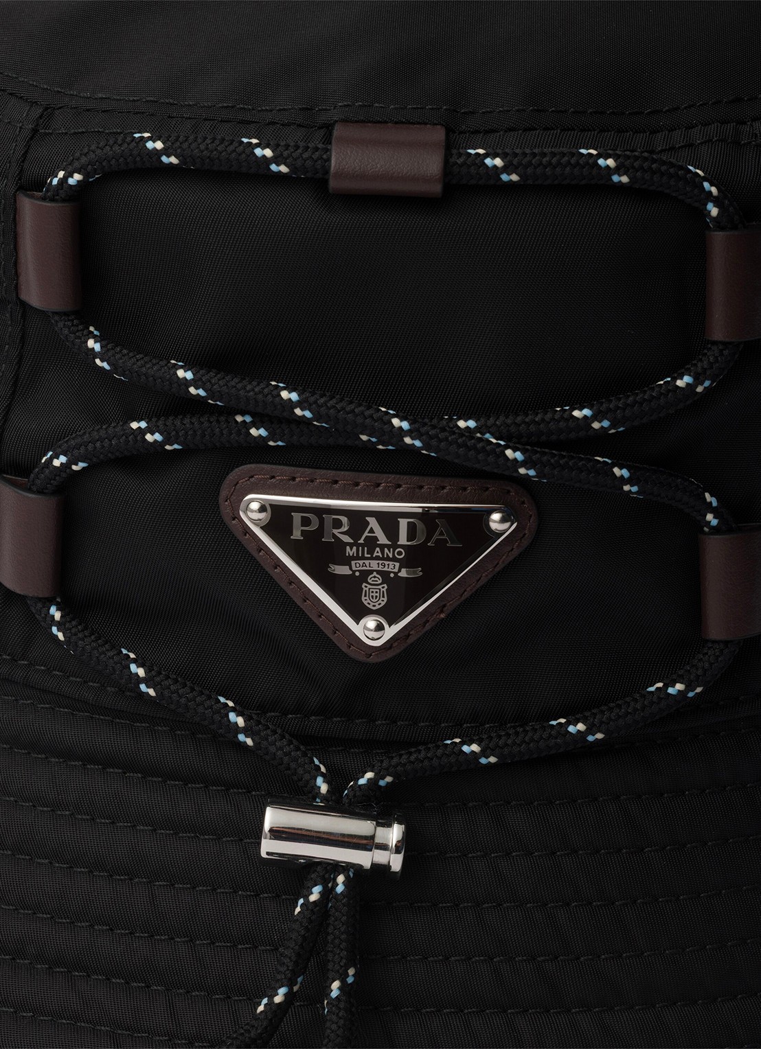 Prada Re-Nylon bucket hoed met leren details - detail zwart
