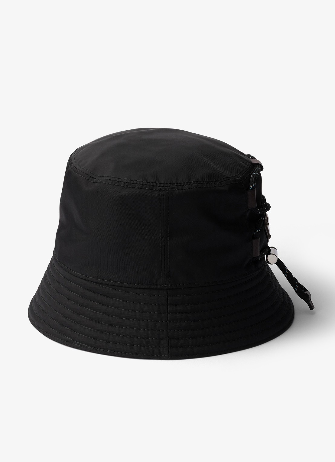 Prada Re-Nylon bucket hoed met leren details - voorkant 3 zwart