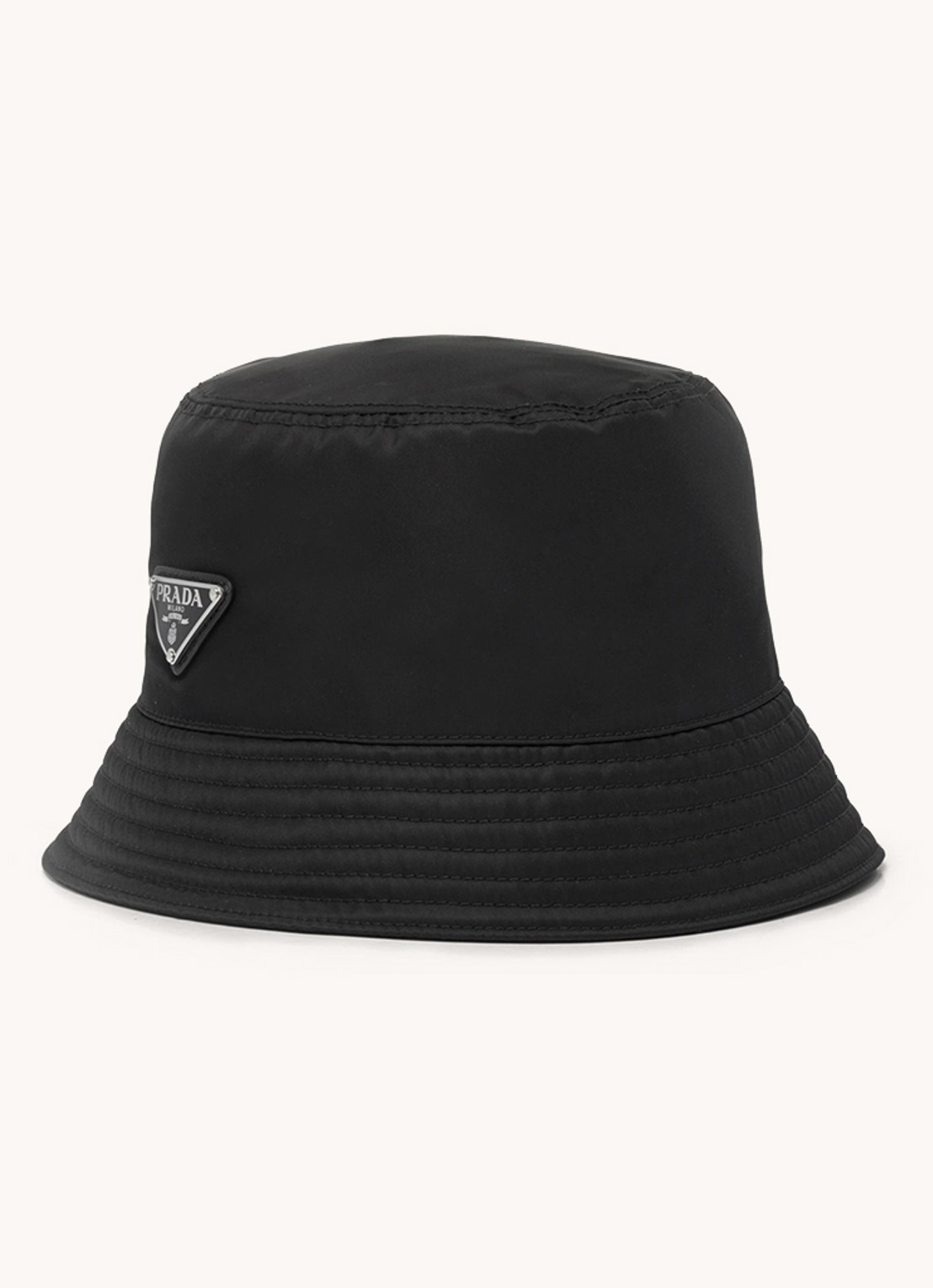 Prada Re-Nylon bucket hoed met logo - voorkant 3 zwart