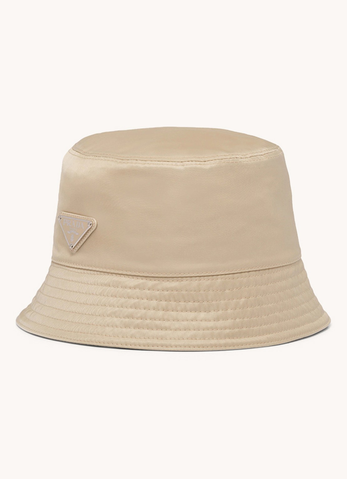 Prada Re-Nylon bucket hoed met logo - voorkant 2 beige