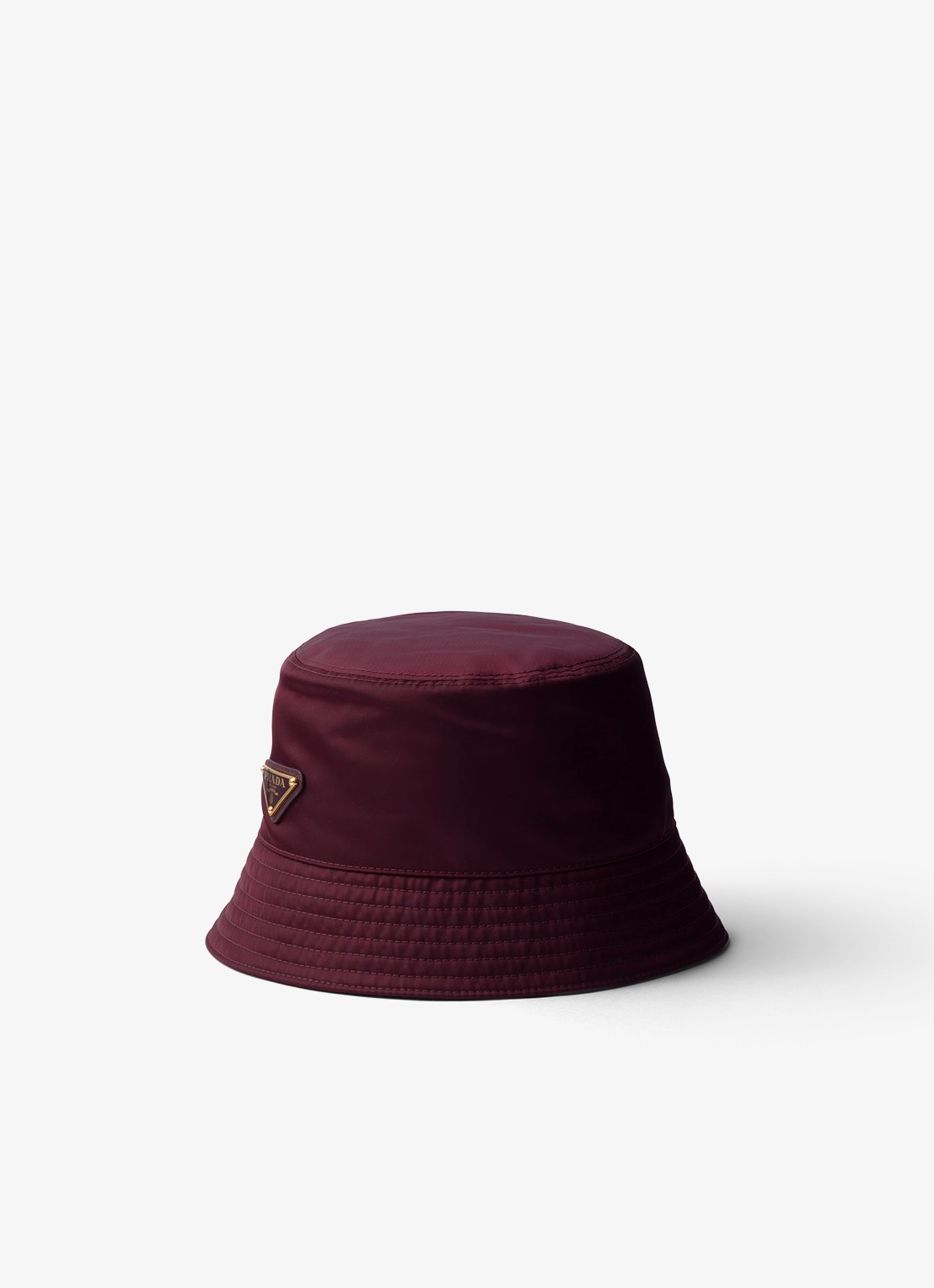 Prada Re-Nylon bucket hoed met logo - voorkant bordeauxrood