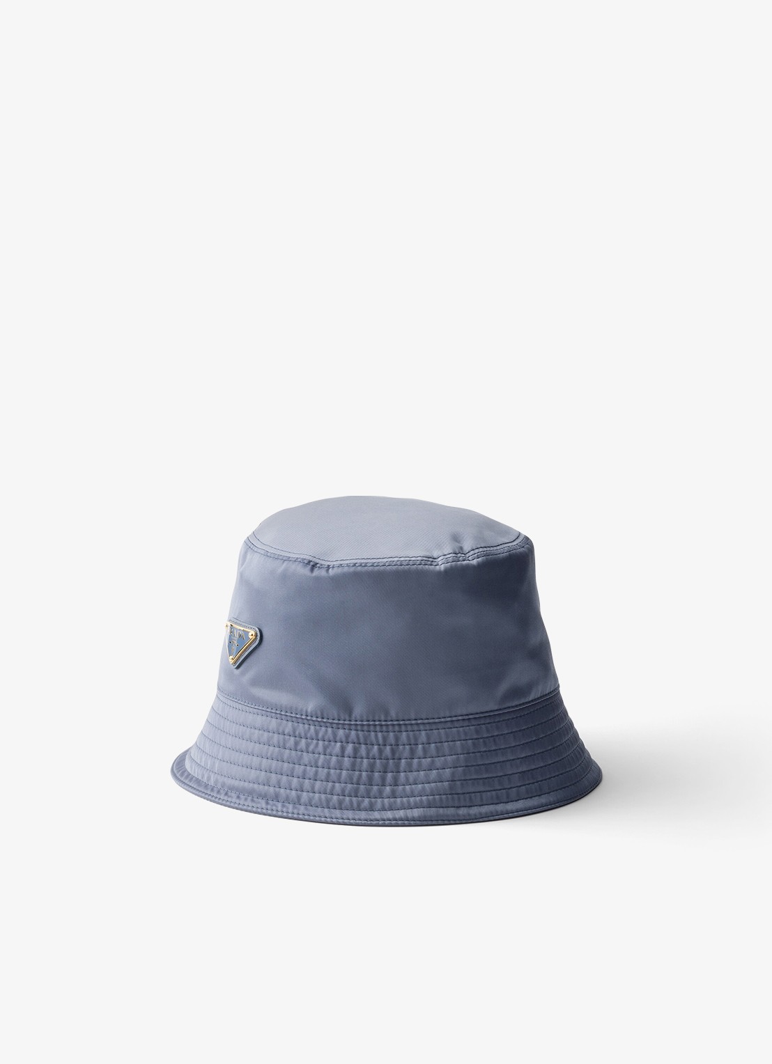 Prada Re-Nylon bucket hoed met logo - voorkant staalblauw