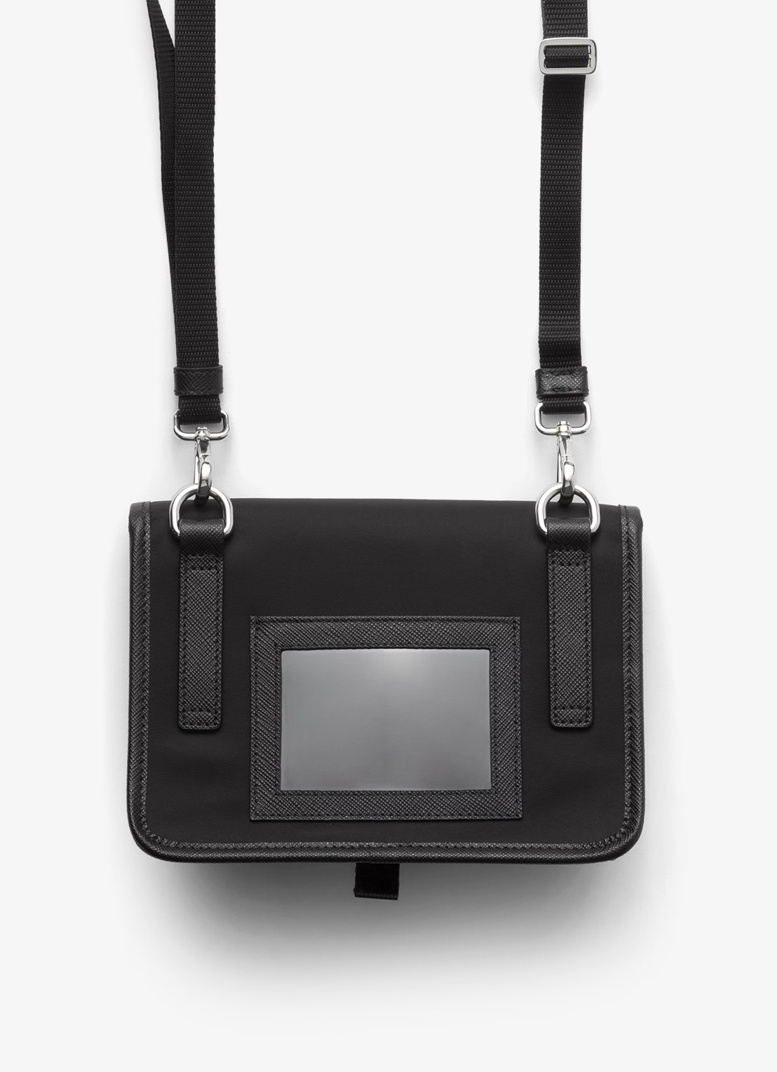 Prada Re-Nylon crossbodytas met leren details - achterkant zwart