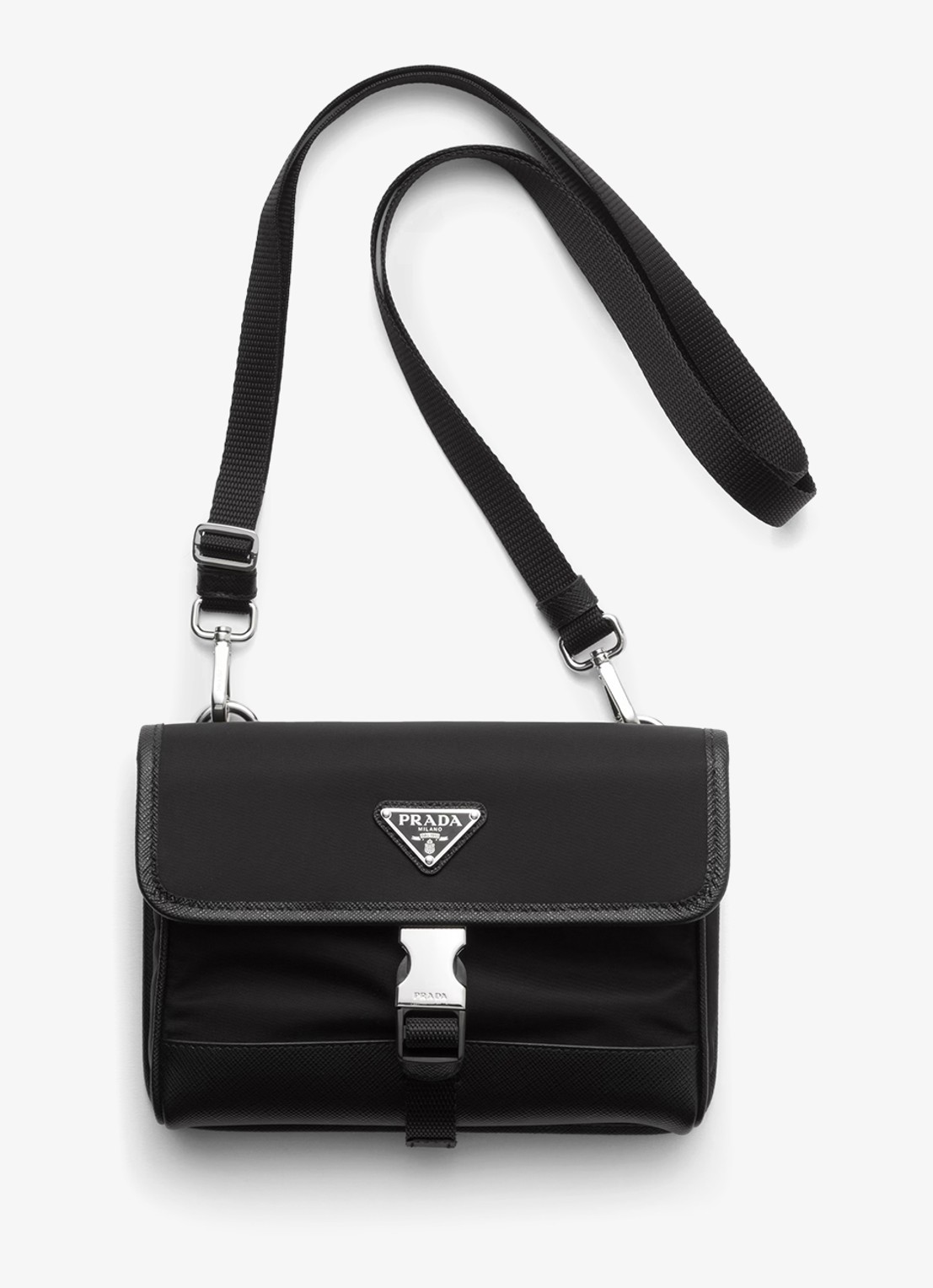 Prada Re-Nylon crossbodytas met leren details - voorkant 4 zwart