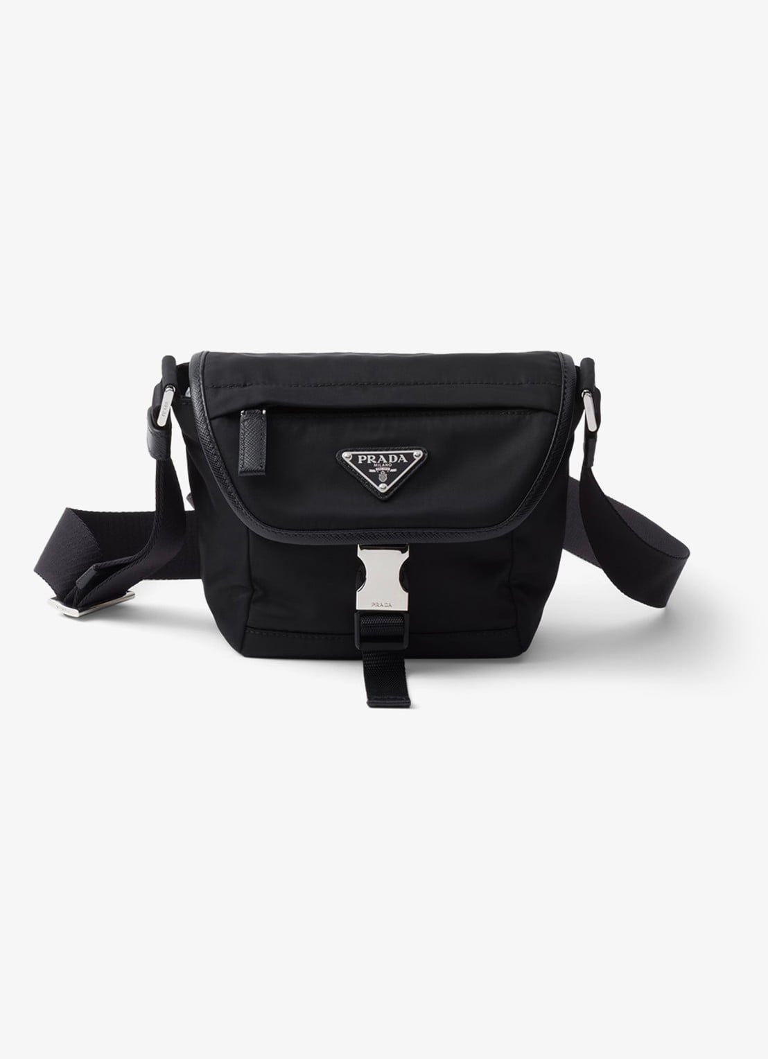 Prada Re-Nylon crossbodytas met leren details - voorkant zwart