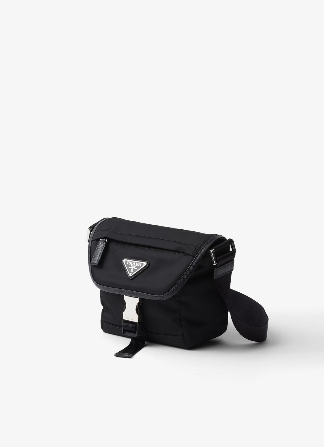 Prada Re-Nylon crossbodytas met leren details - voorkant 2 zwart