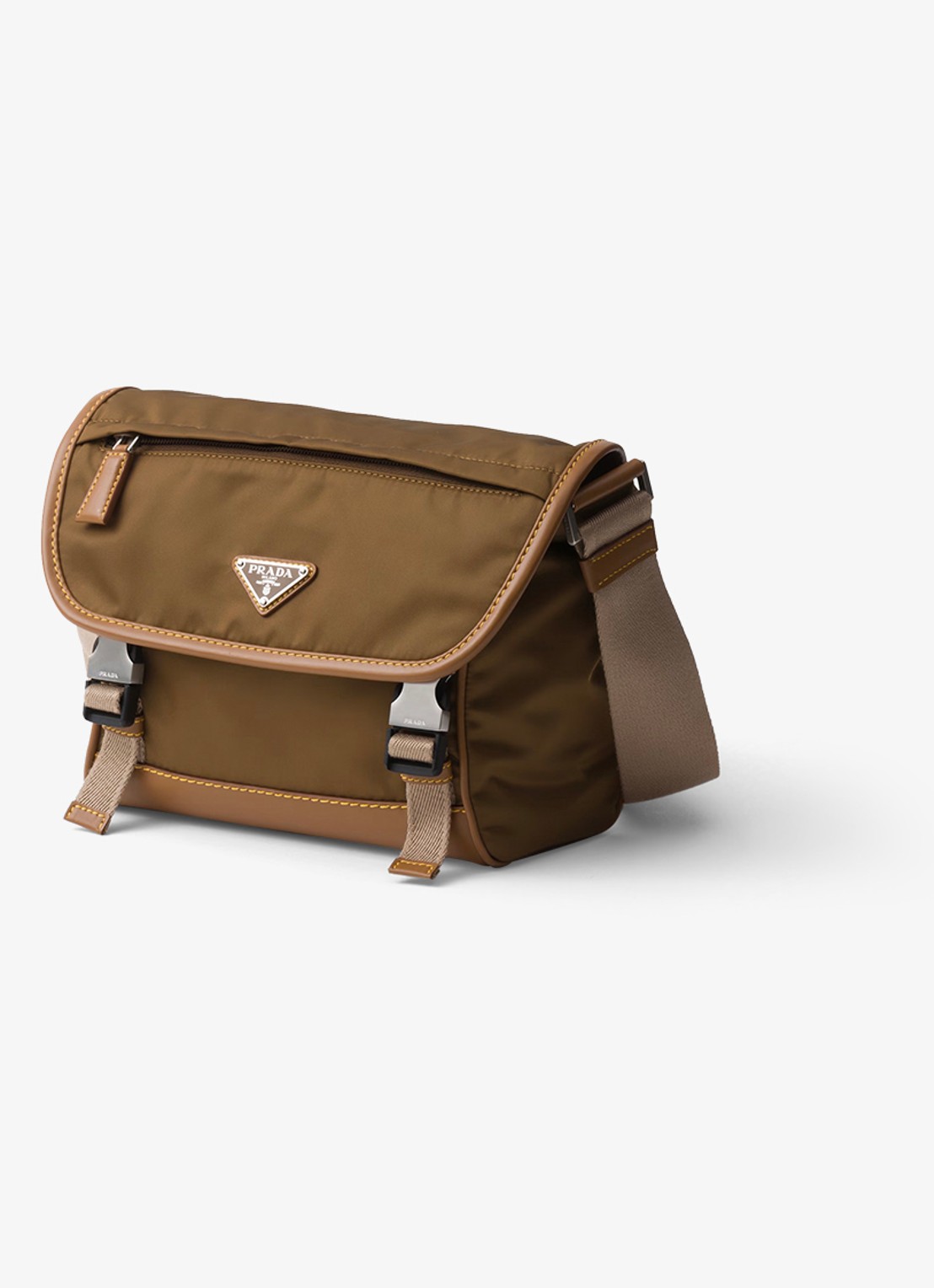 Prada Re-Nylon crossbodytas met leren details - achterkant 3 bruin