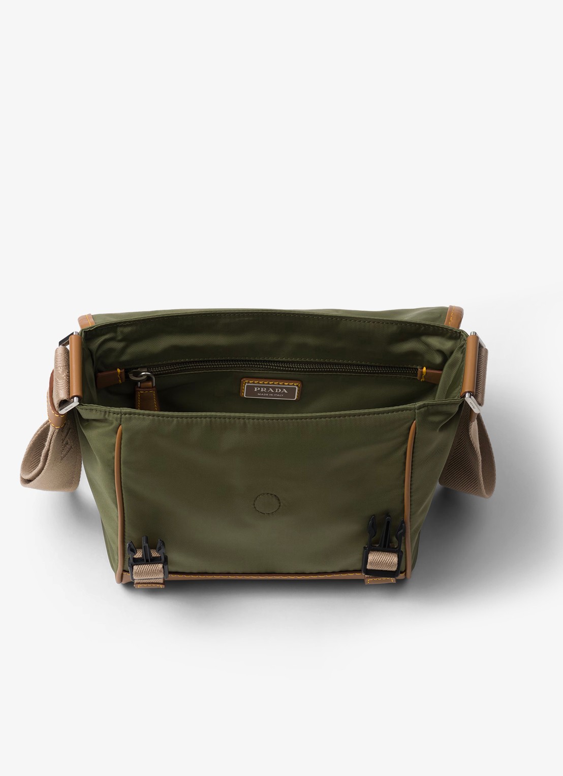 Prada Re-Nylon crossbodytas met leren details - detail legergroen