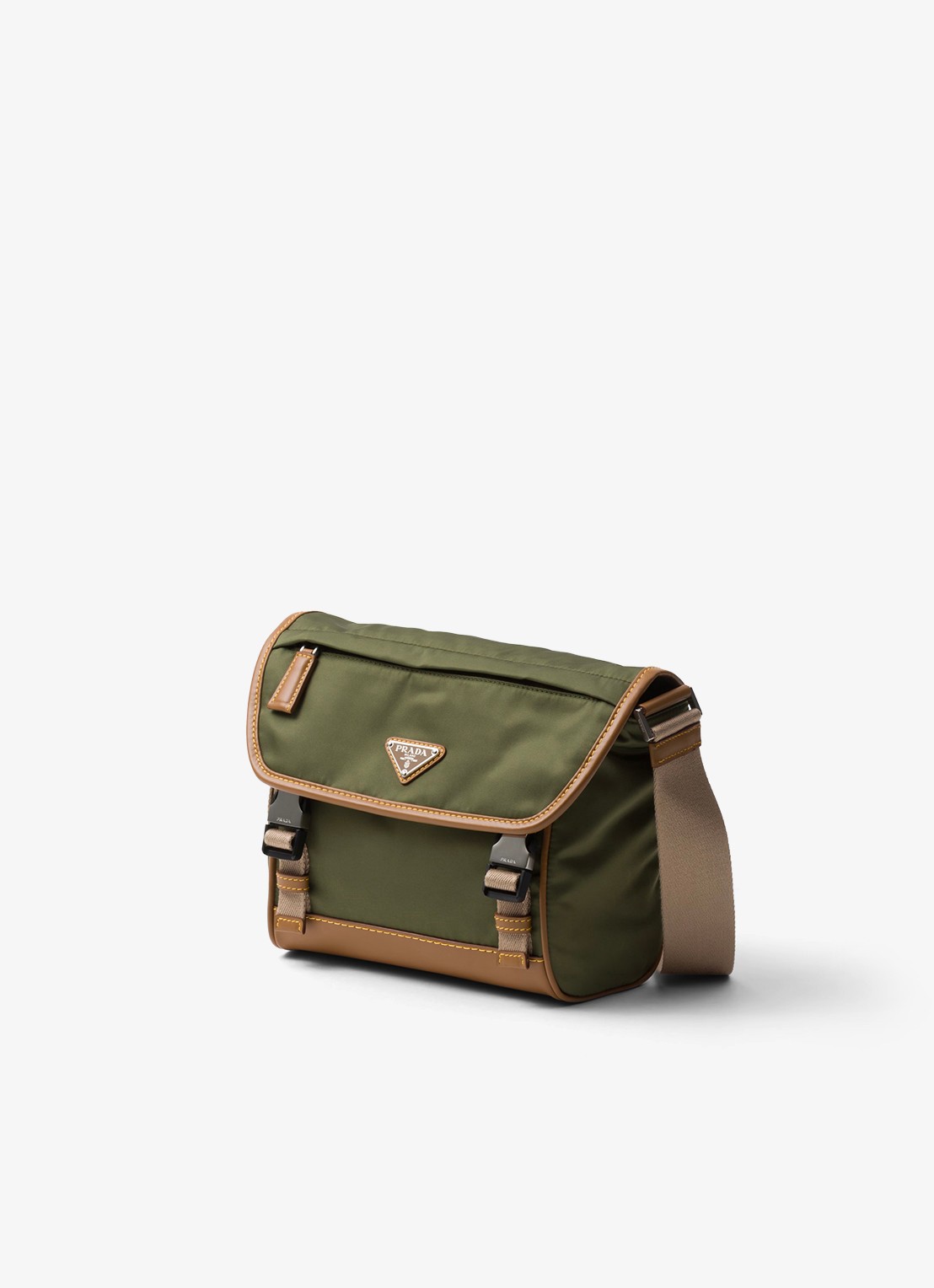 Prada Re-Nylon crossbodytas met leren details - voorkant 5 legergroen