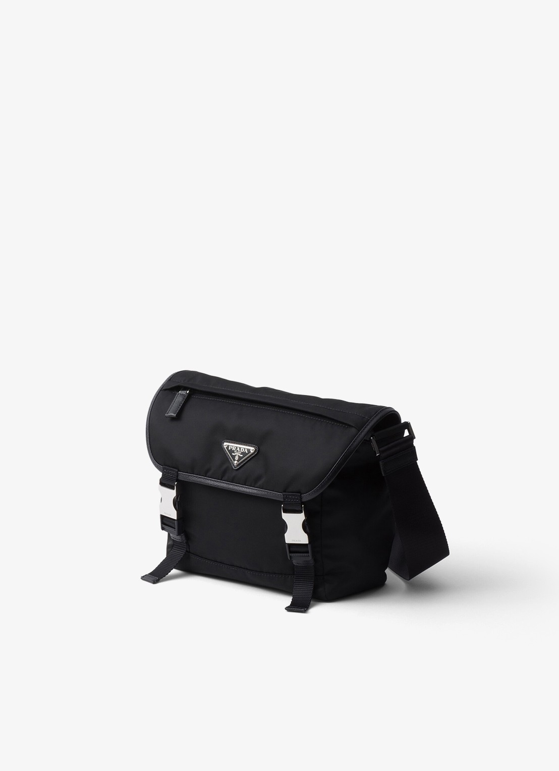 Prada Re-Nylon crossbodytas met leren details - detail 2 zwart