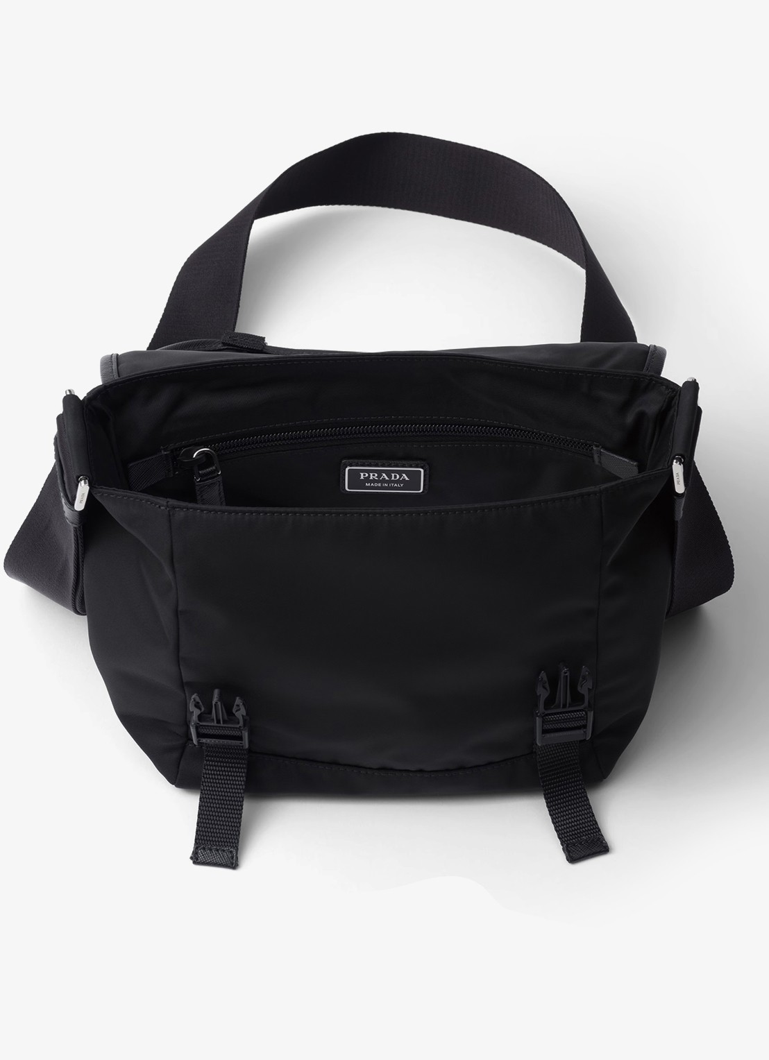 Prada Re-Nylon crossbodytas met leren details - detail 3 zwart