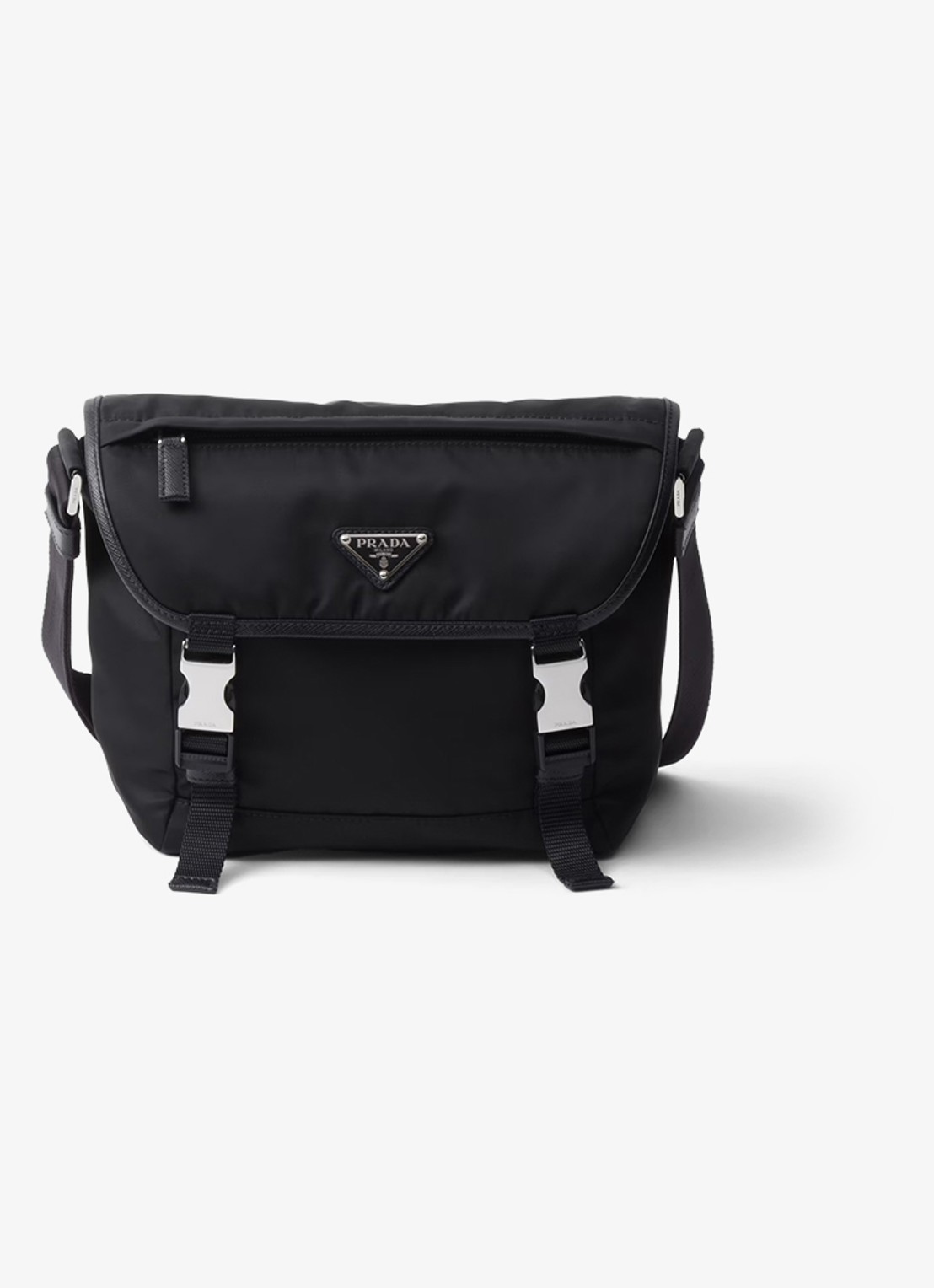 Prada Re-Nylon crossbodytas met leren details - voorkant 6 zwart