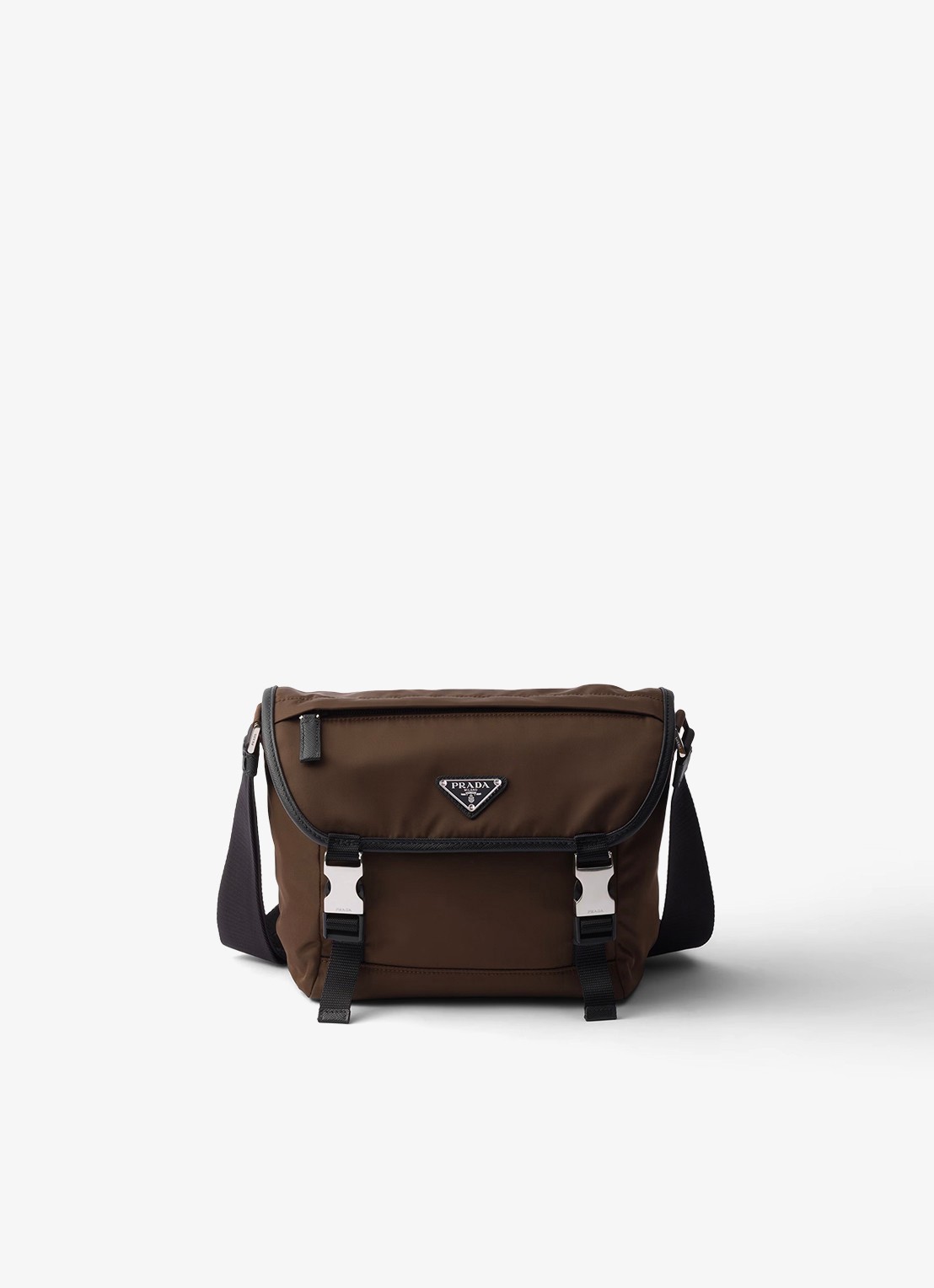 Prada Re-Nylon crossbodytas met leren details - voorkant bruin