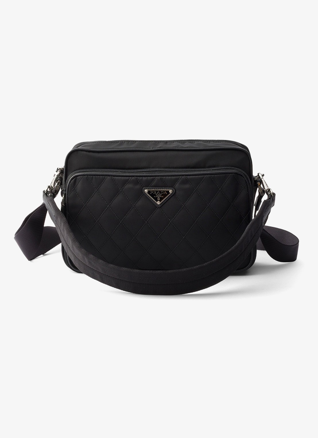 Prada Re-Nylon crossbodytas met leren details - voorkant 2 zwart