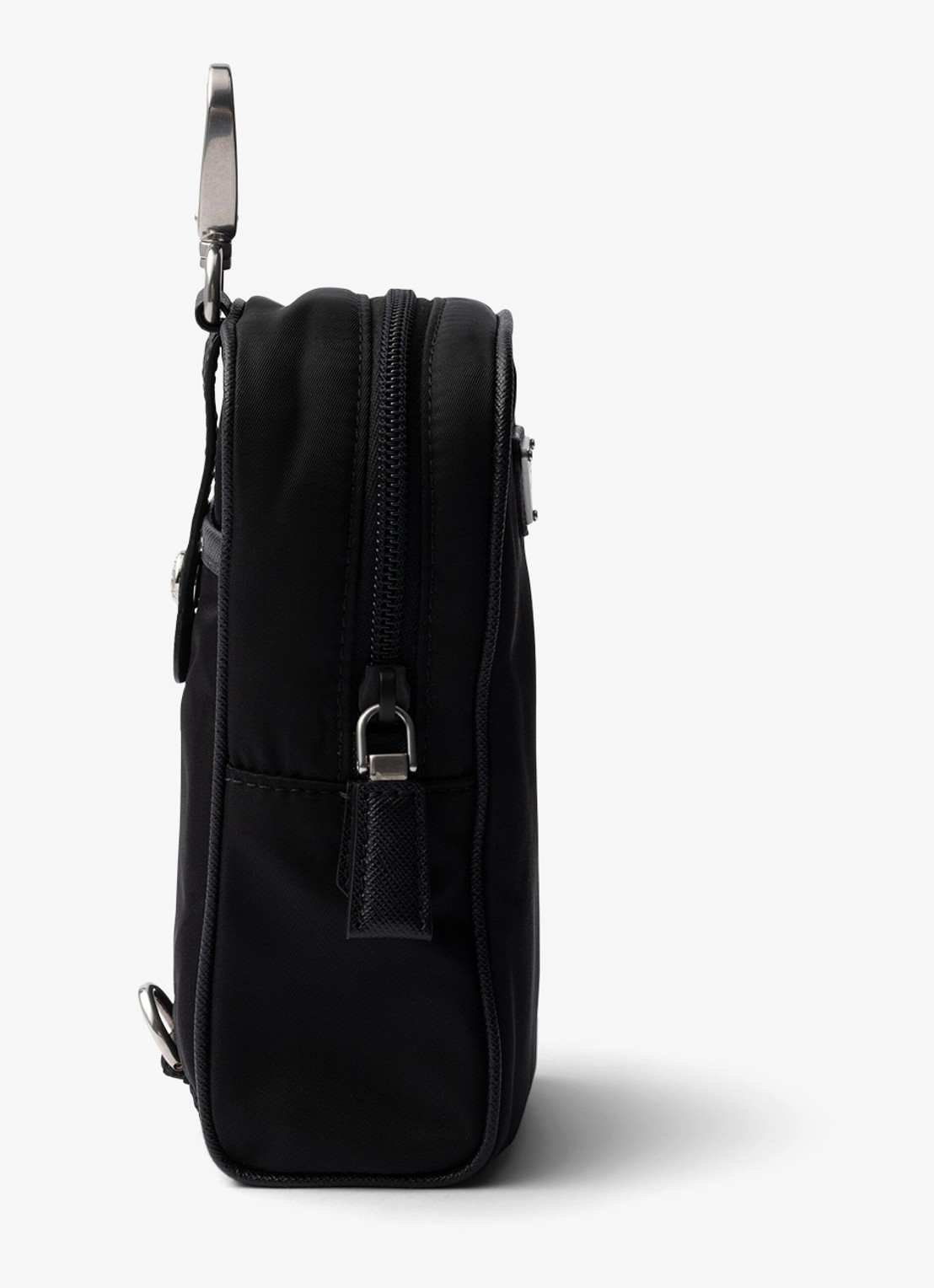 Prada Re-Nylon crossbodytas met leren details - detail 3 zwart