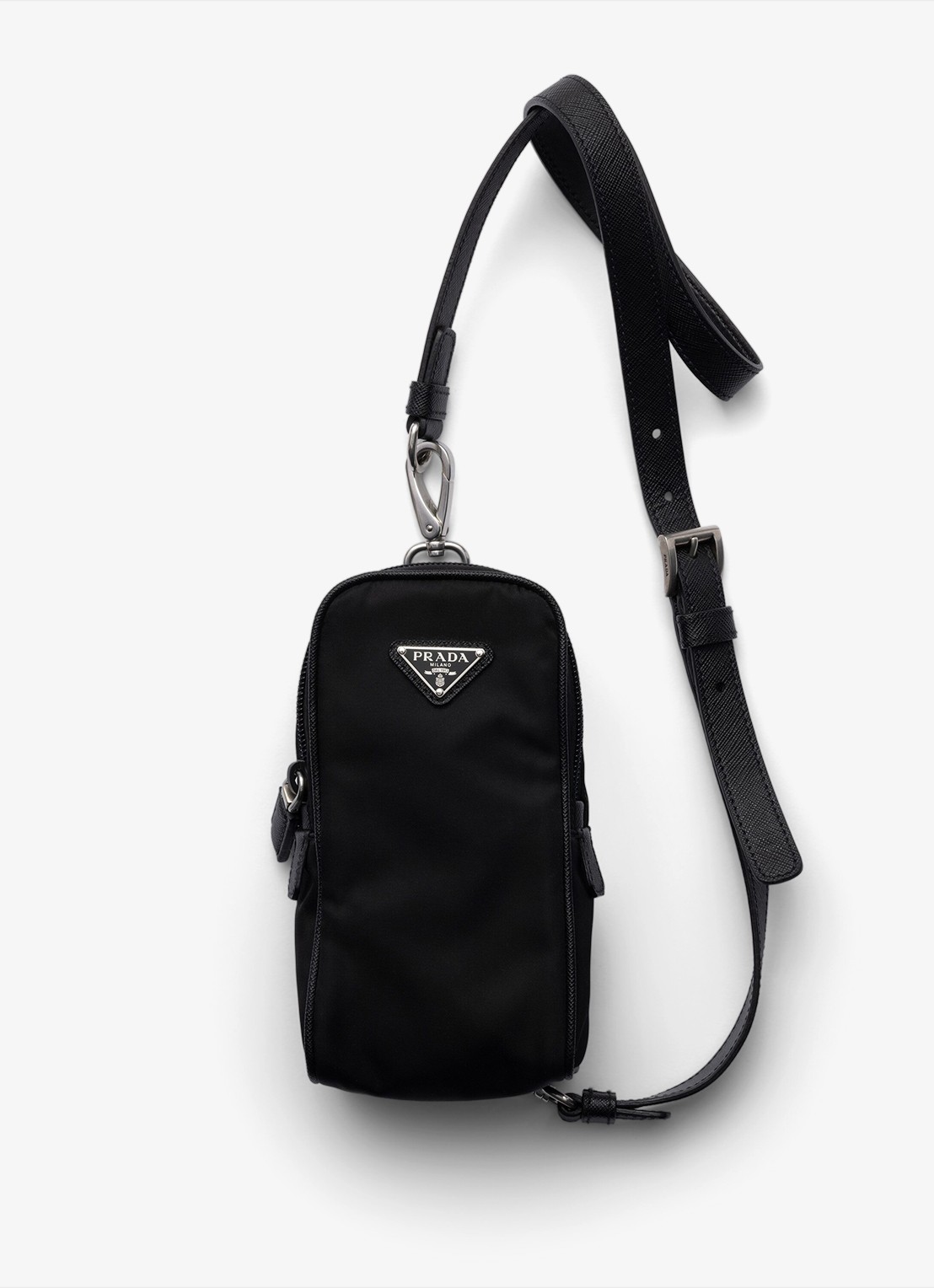 Prada Re-Nylon crossbodytas met leren details - voorkant 2 zwart