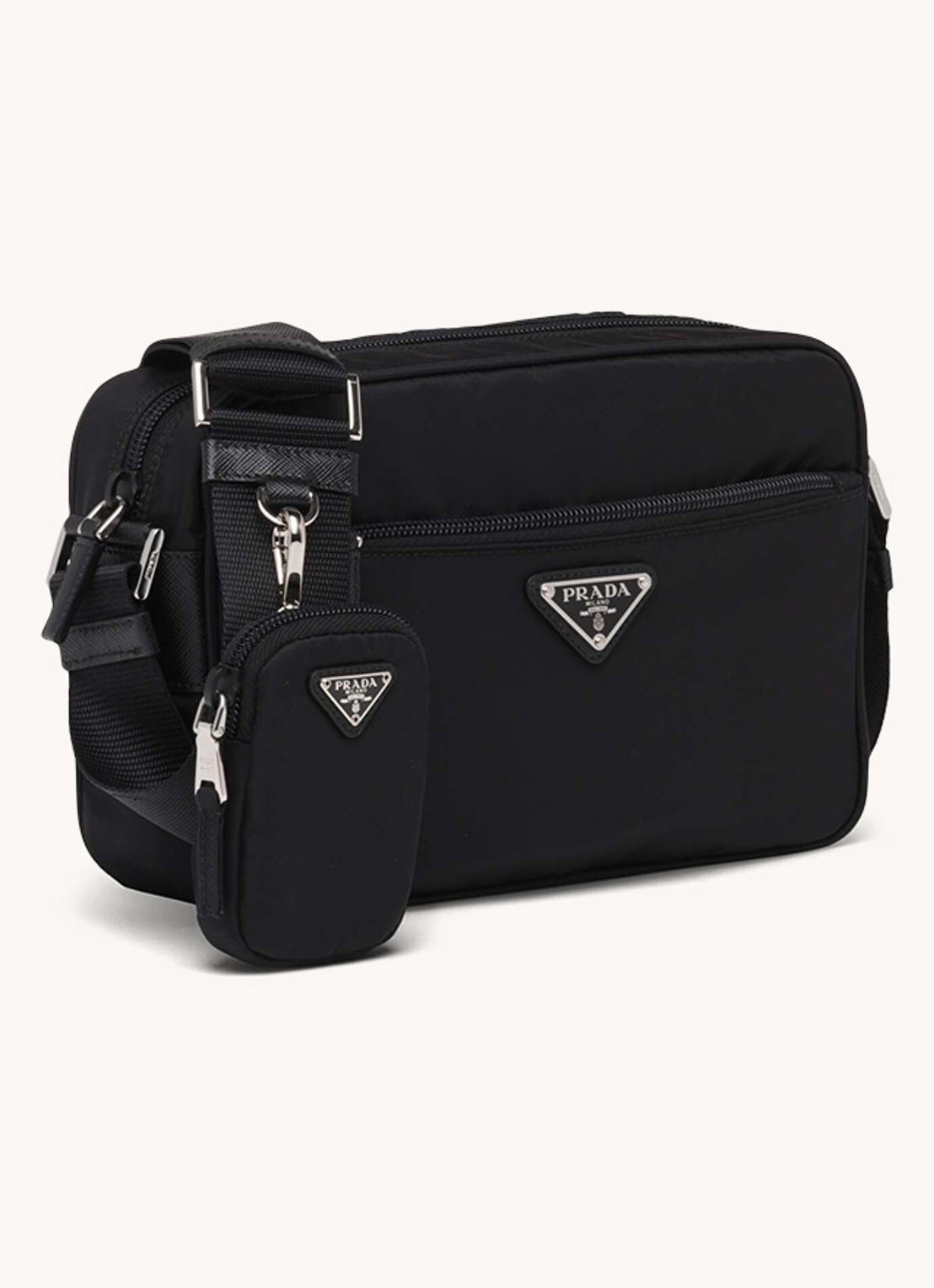 Prada Re-Nylon crossbodytas met logo - achterkant zwart