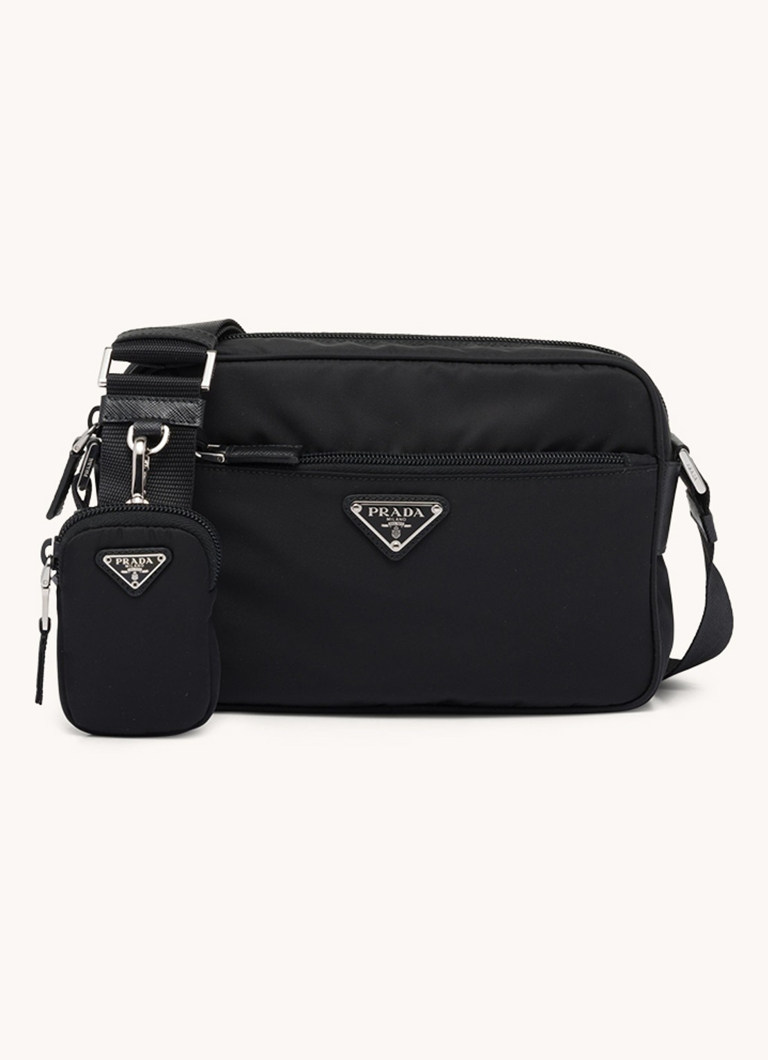 Prada Re-Nylon crossbodytas met logo - voorkant 6 zwart