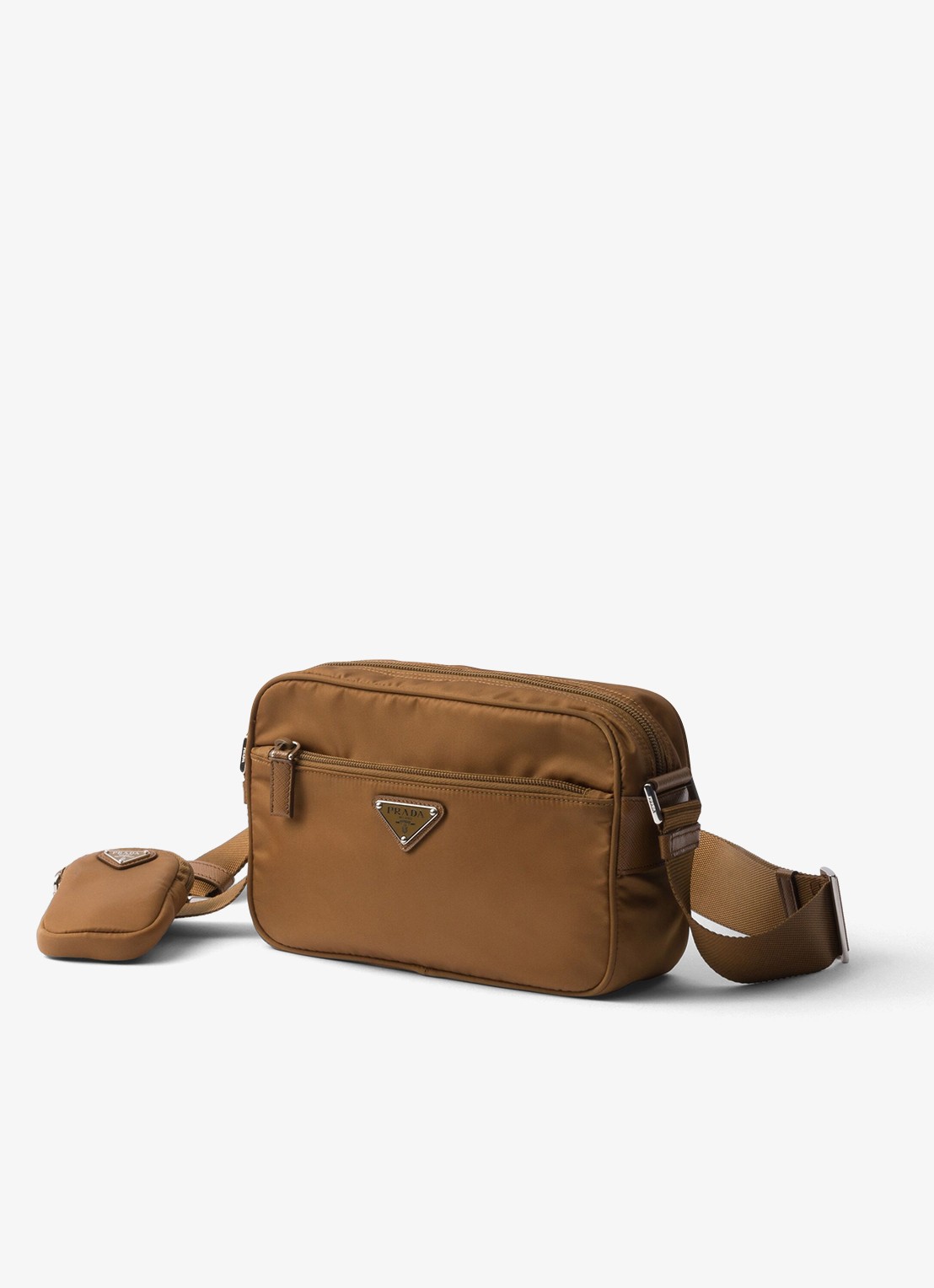 Prada Re-Nylon crossbodytas met logo - voorkant 5 camel