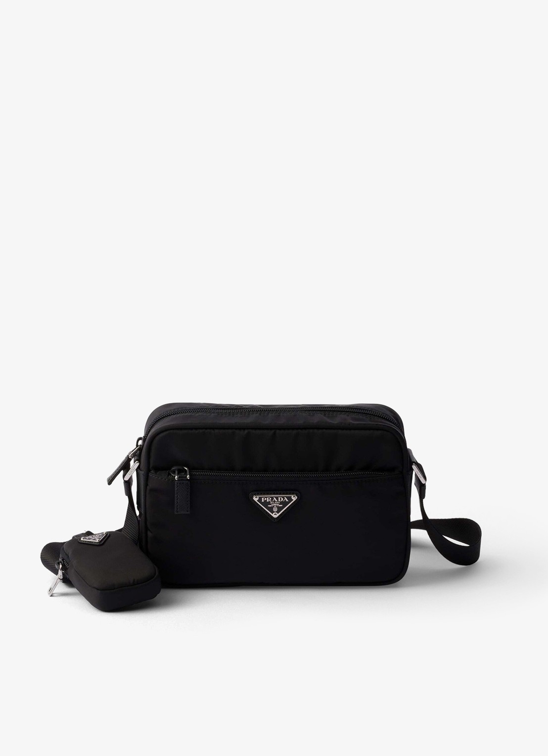 Prada Re-Nylon crossbodytas met logo - voorkant 10 zwart