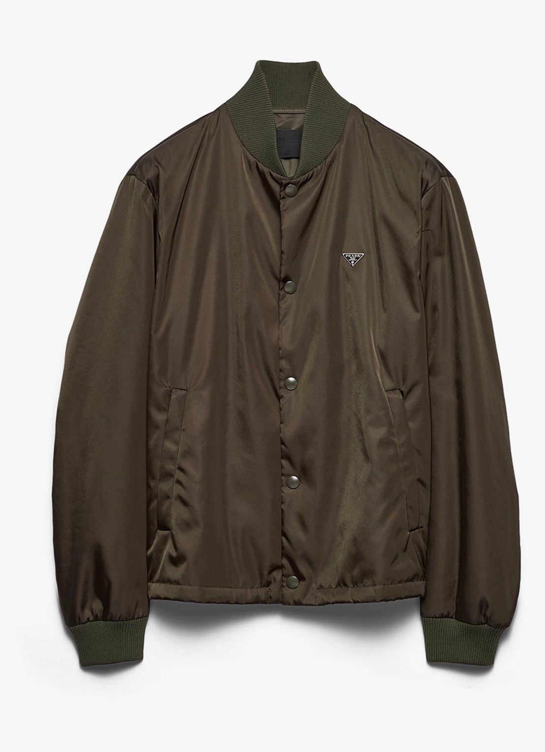 Prada Re-Nylon gewatteerd bomberjack met steekzakken - voorkant 3 legergroen